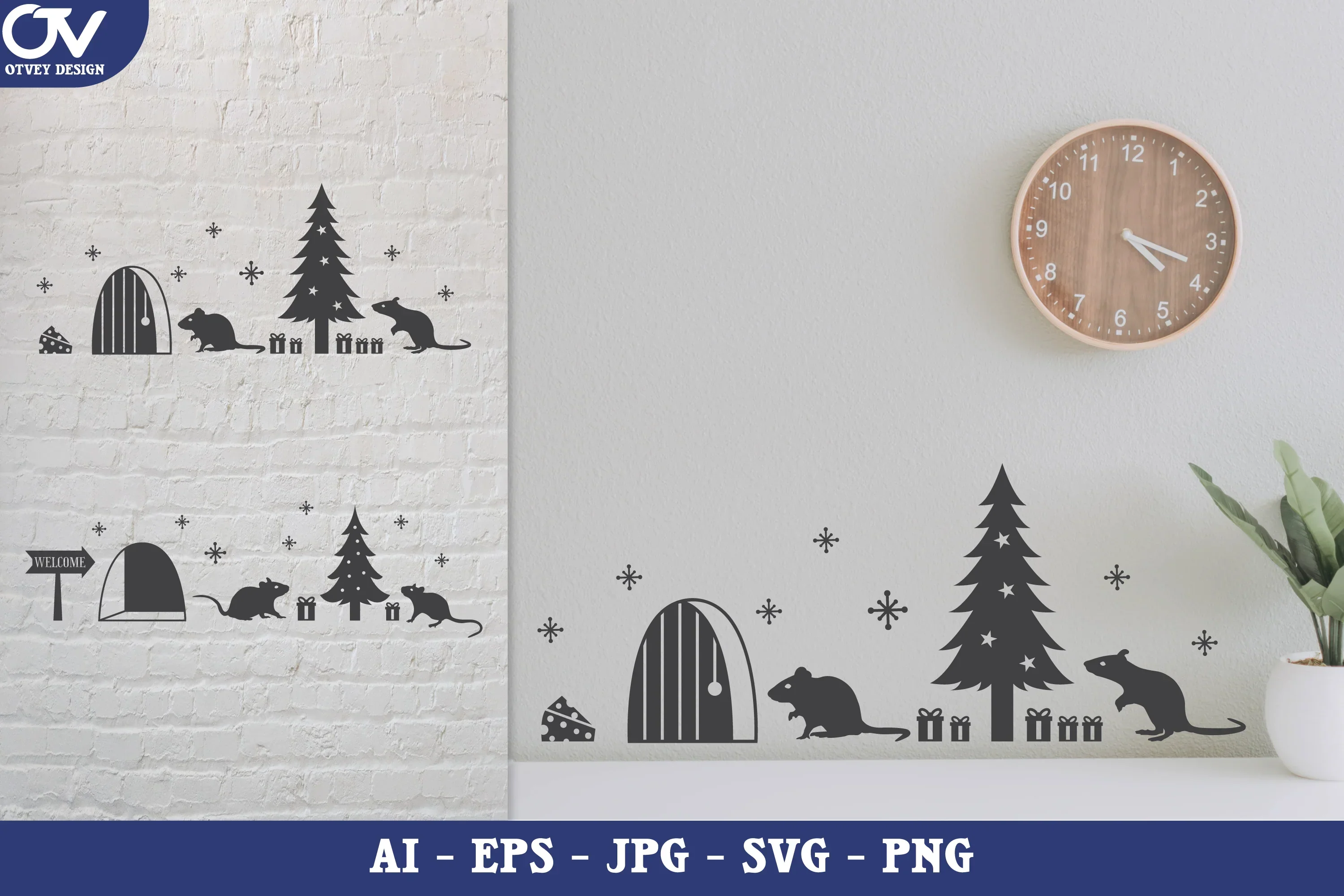 Christmas Mouse House SVG Bundle