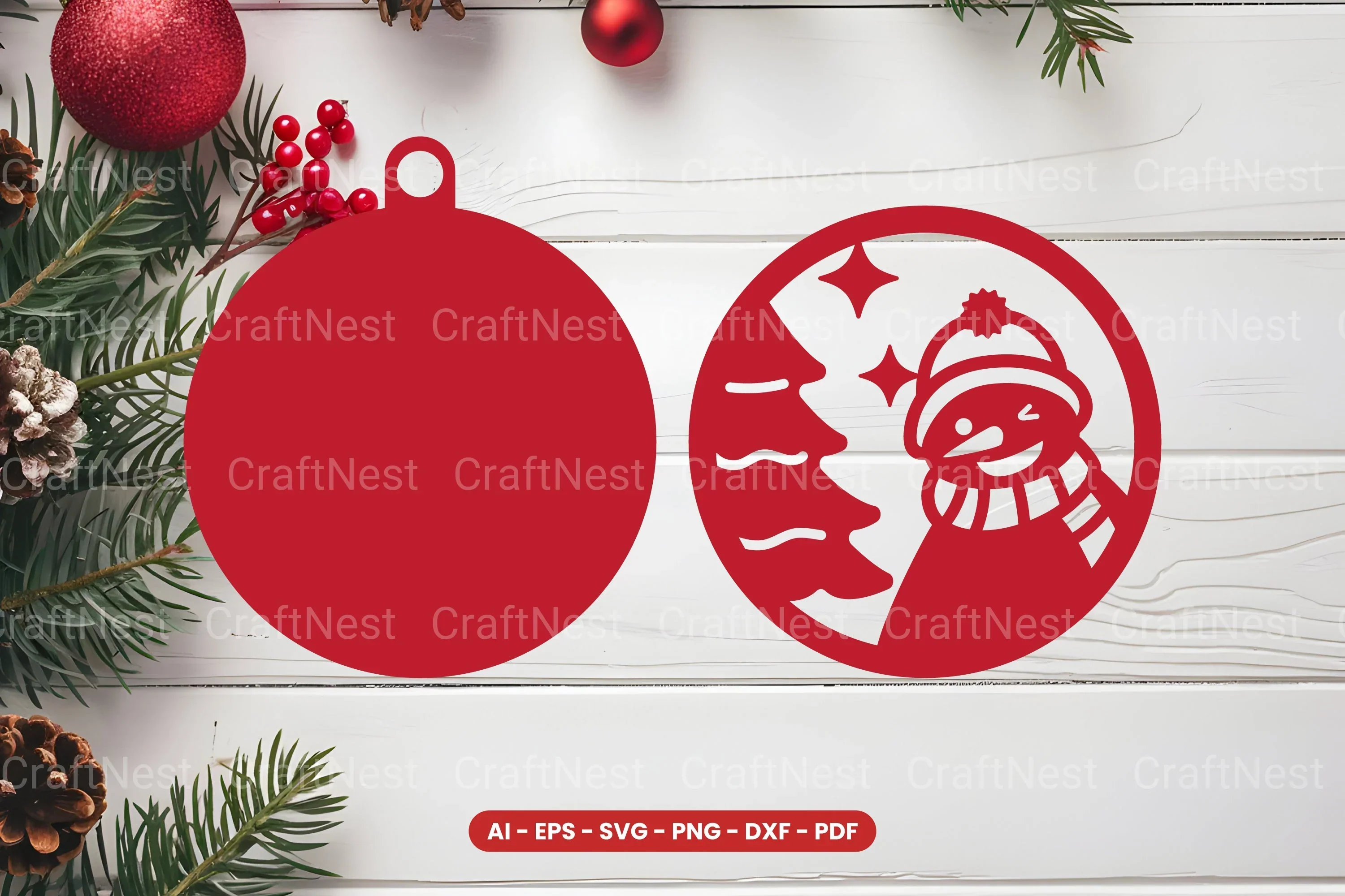 Christmas Ornament Laser Cut SVG Bundle - Image 2