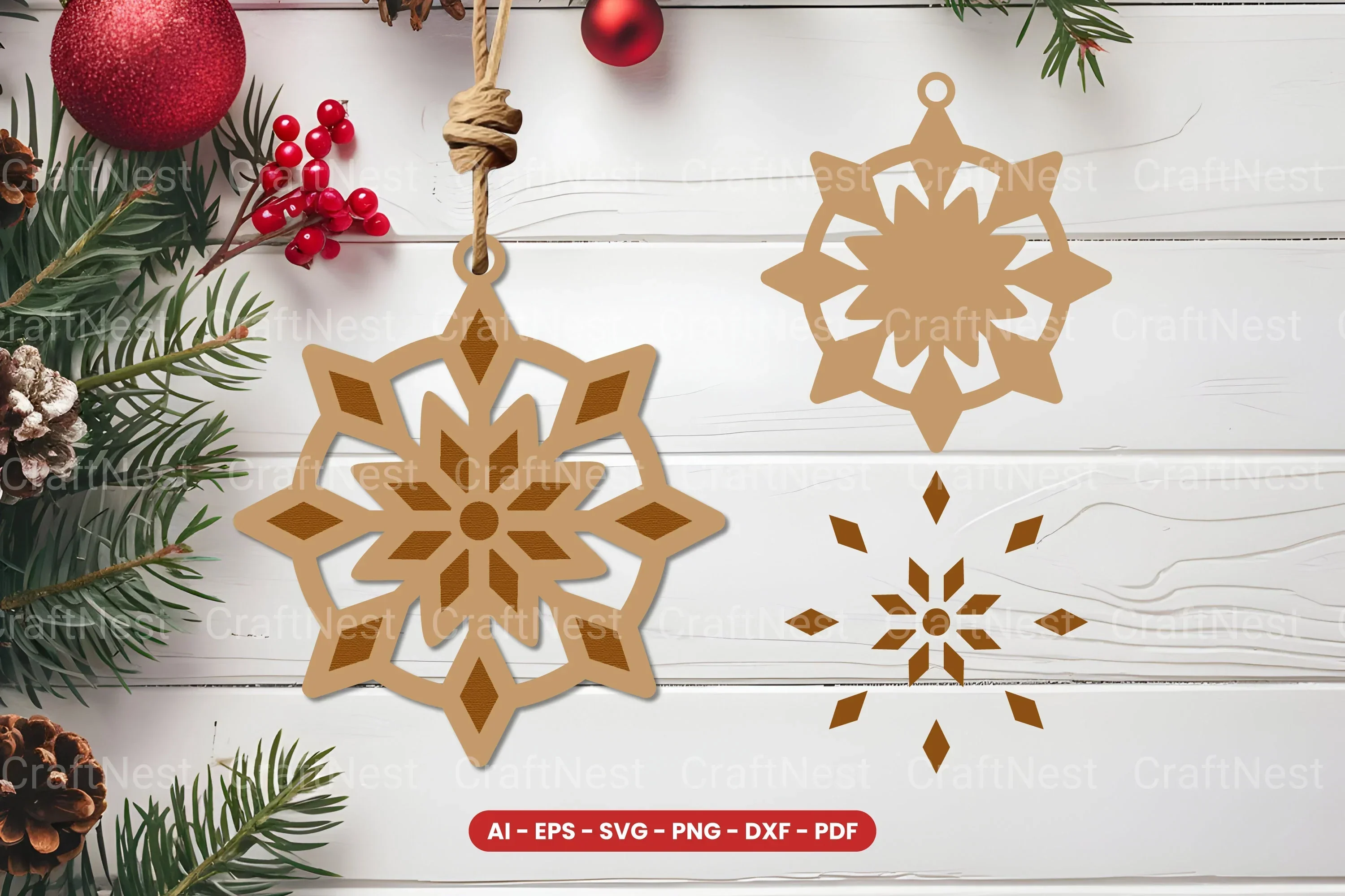 Christmas Ornament Laser Cut SVG Bundle