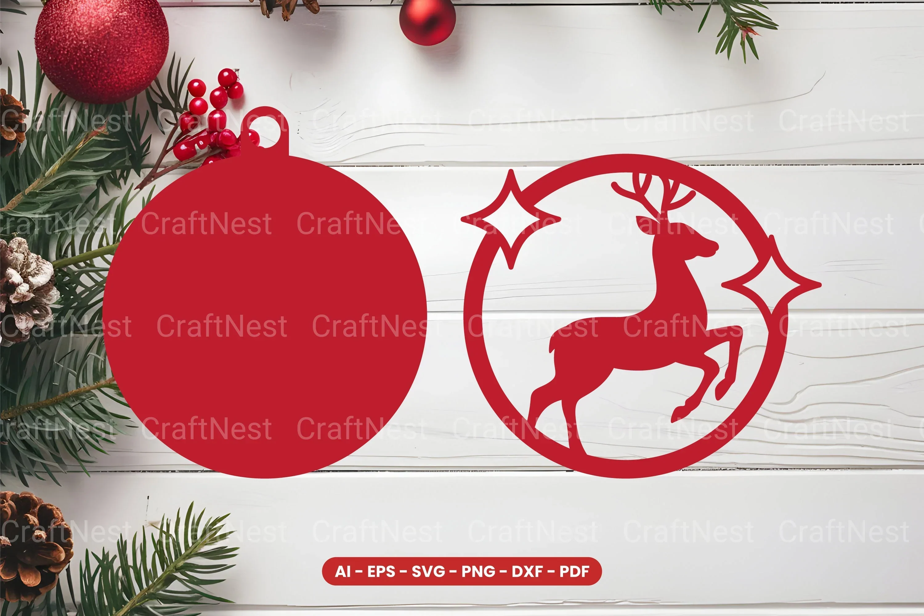 Christmas Ornament Laser Cut SVG Bundle - Image 2