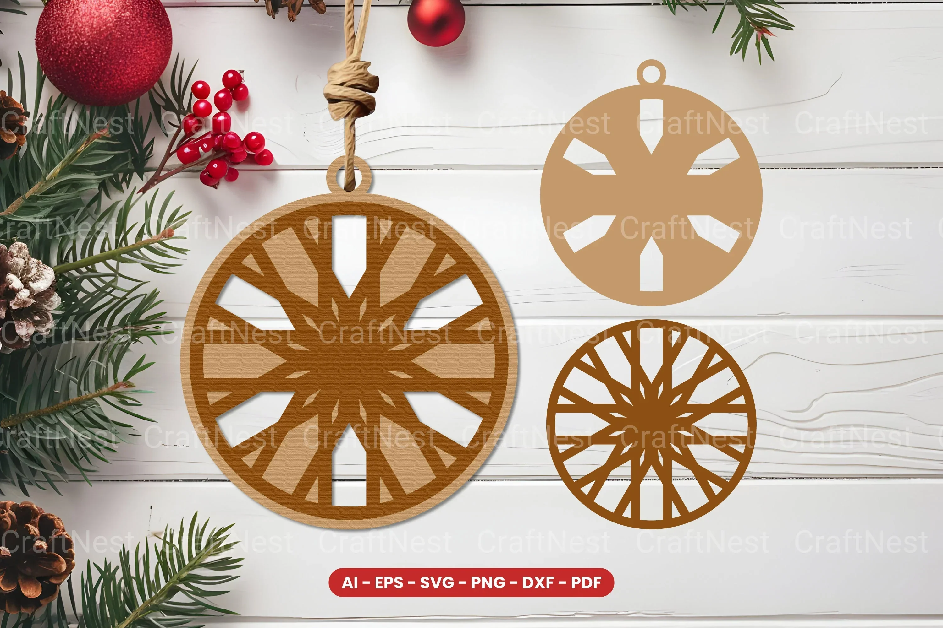 Christmas Ornament Laser Cut SVG Bundle
