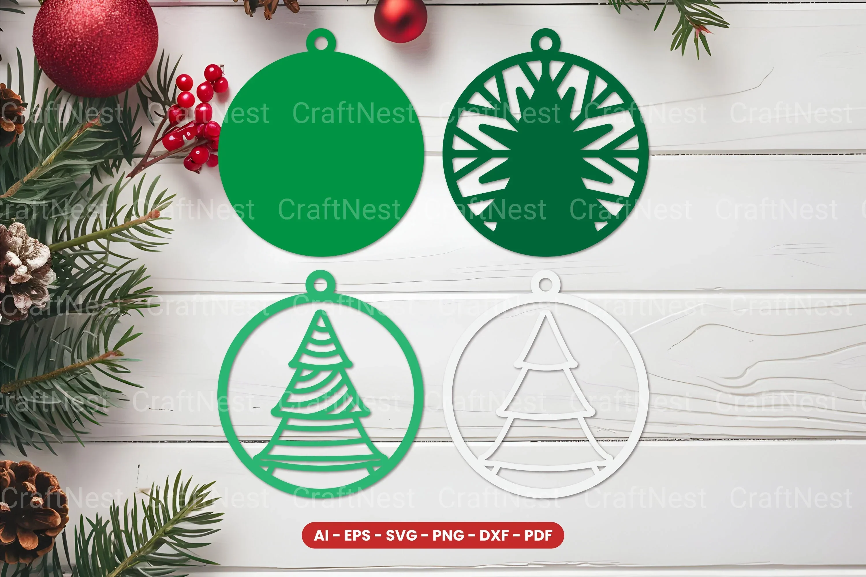 Christmas Ornament Lasercut SVG Bundle - Image 2