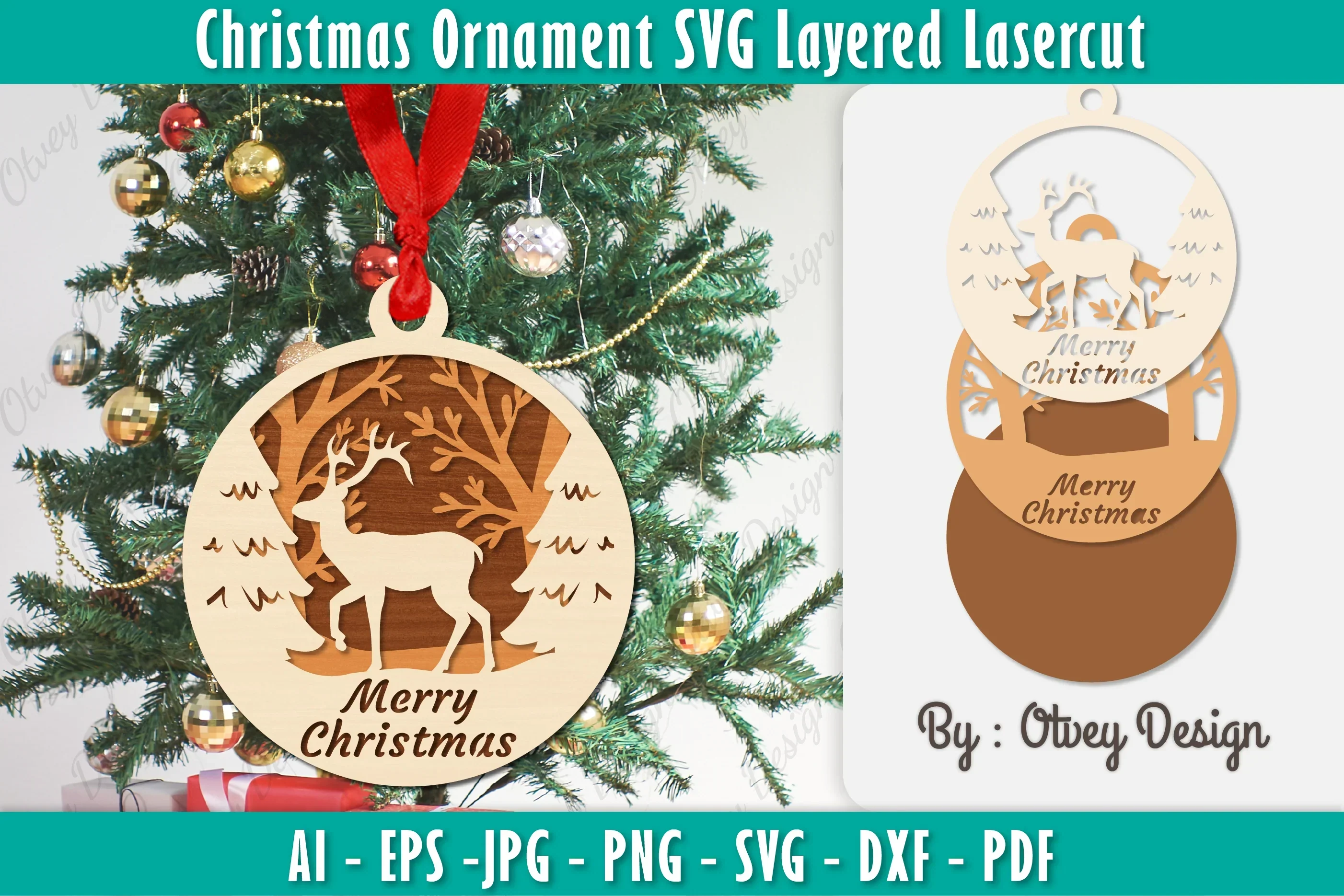 Christmas Ornaments Layered Lasercut SVG Bundle