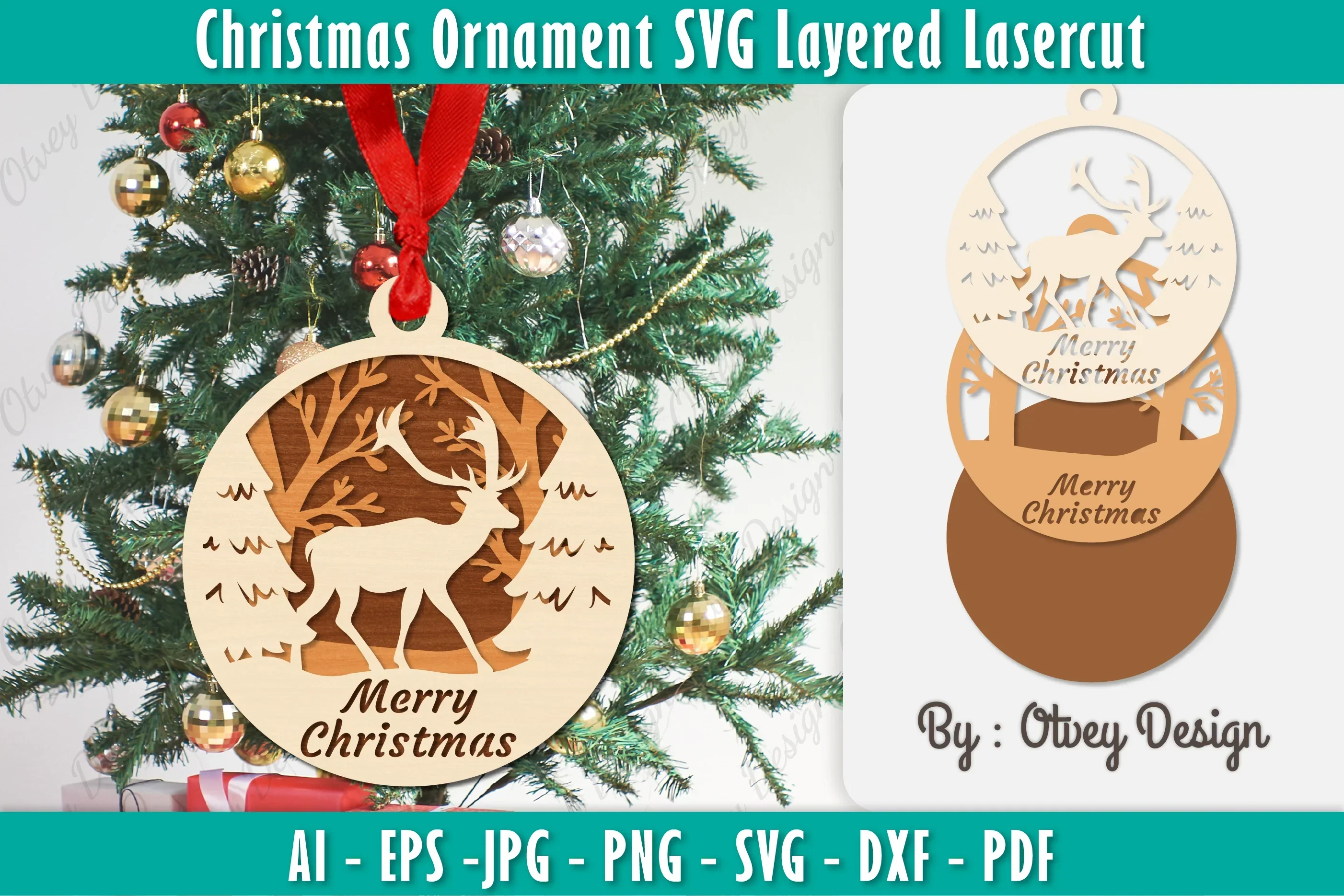 Christmas Ornaments Layered Lasercut SVG Bundle