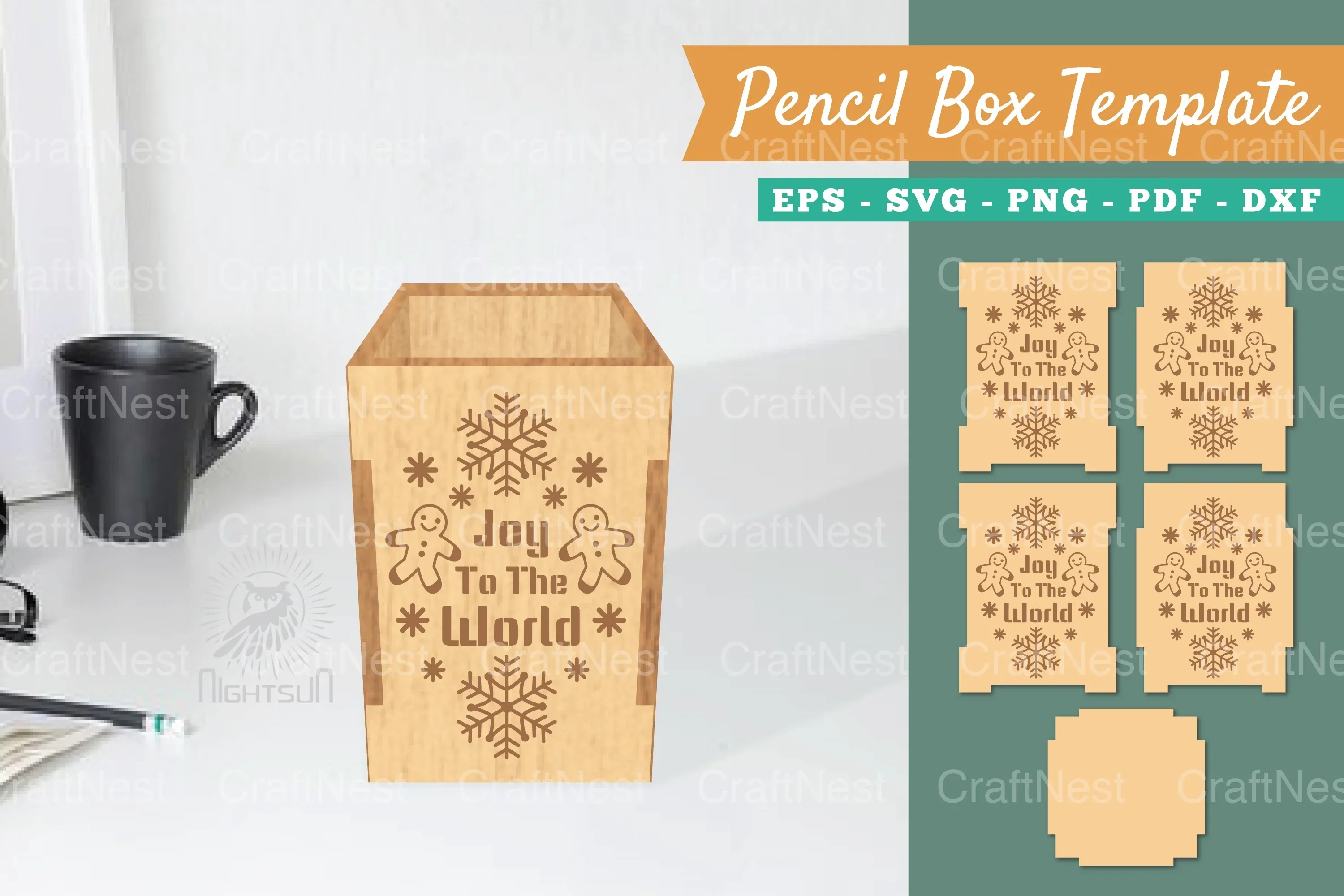 Christmas Pencil Box Lasercut Template Bundle