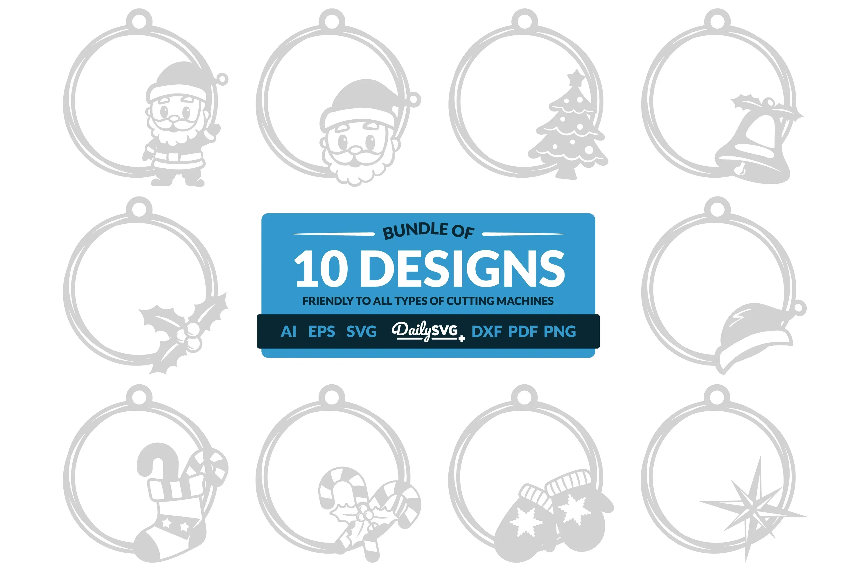 Christmas Round Keychain Clipart - Daily SVG Bundles