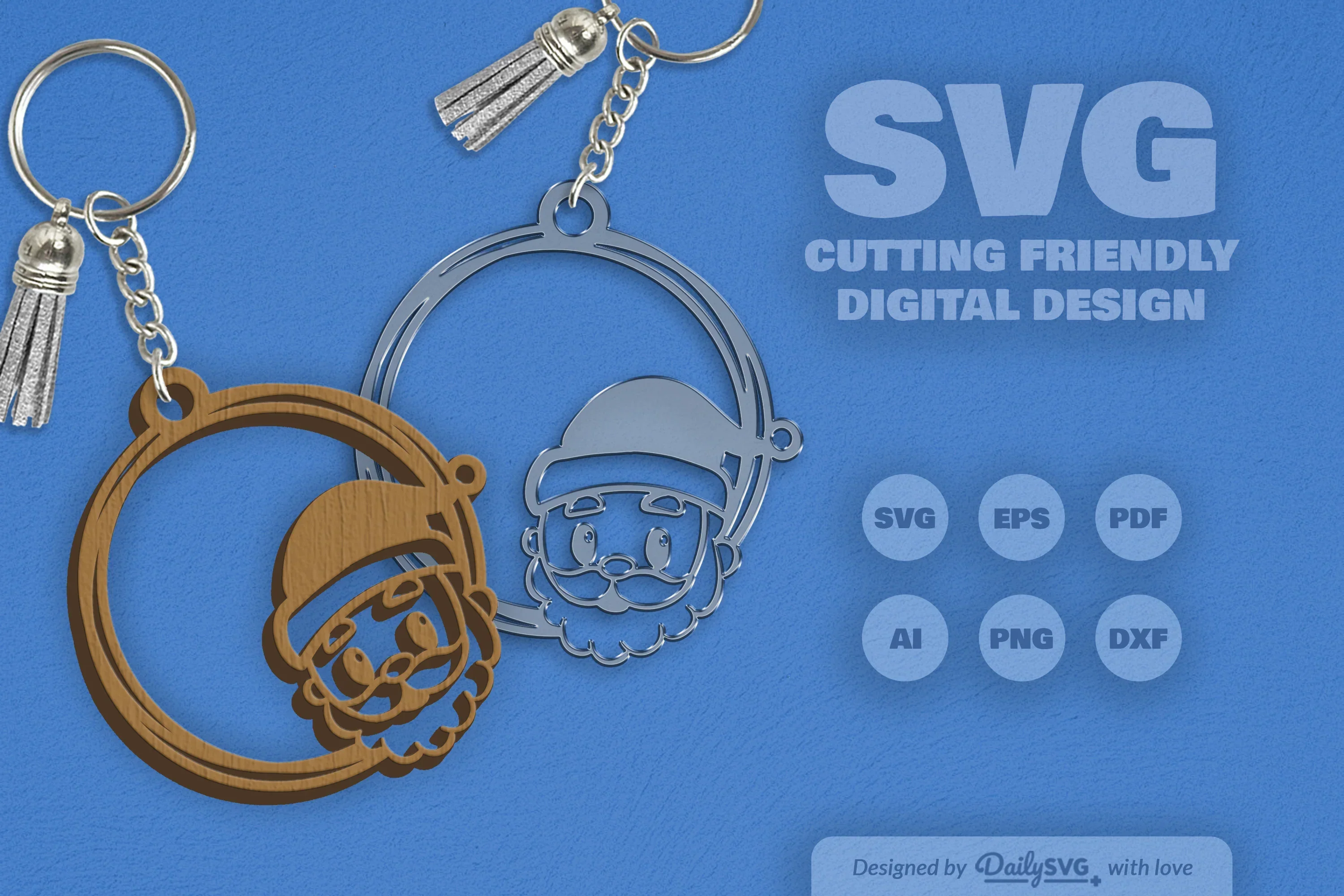 Christmas Round Keychain Clipart - Daily SVG Bundles - Image 3