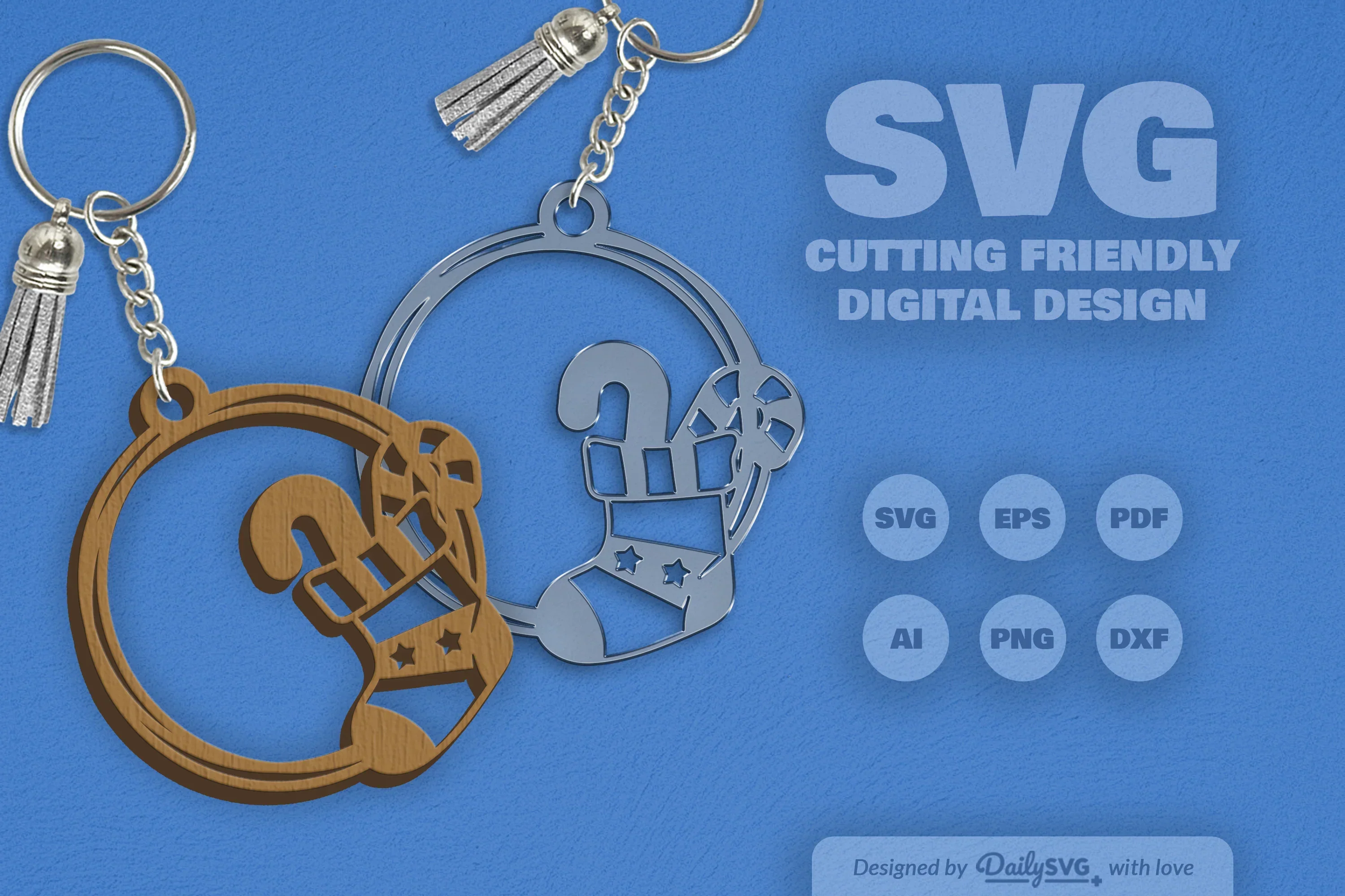 Christmas Round Keychain Clipart - Daily SVG Bundles - Image 8