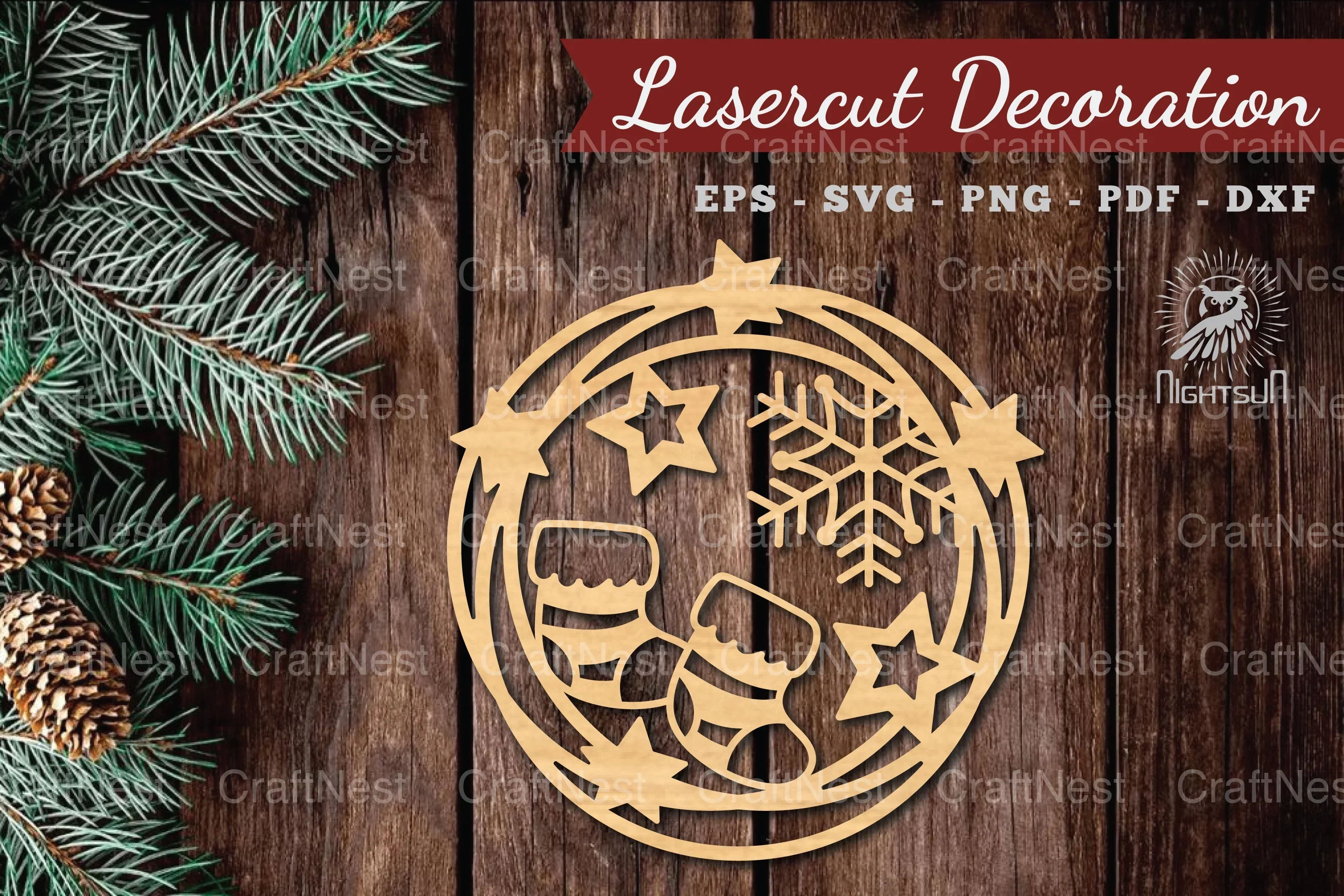 Christmas Round Lasercut Decoration Clipart Bundle