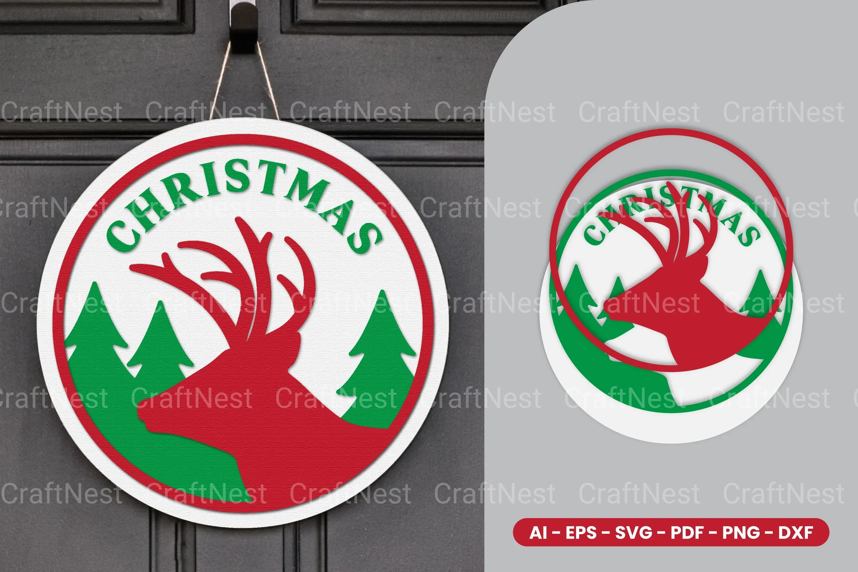 Christmas Round Sign Laser Cut SVG Bundle