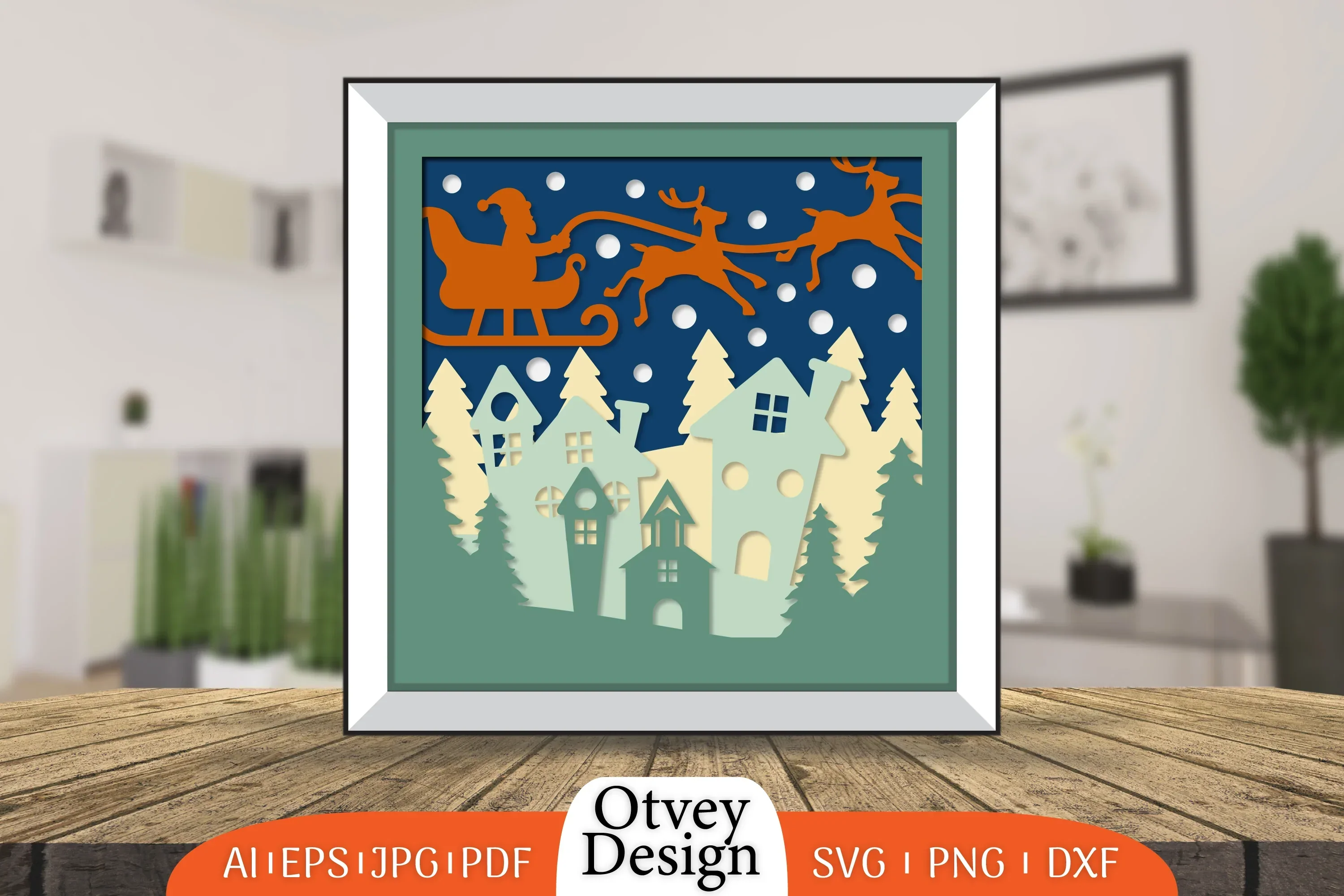 Christmas Santa Sleigh 3D Shadowbox SVG Bundle