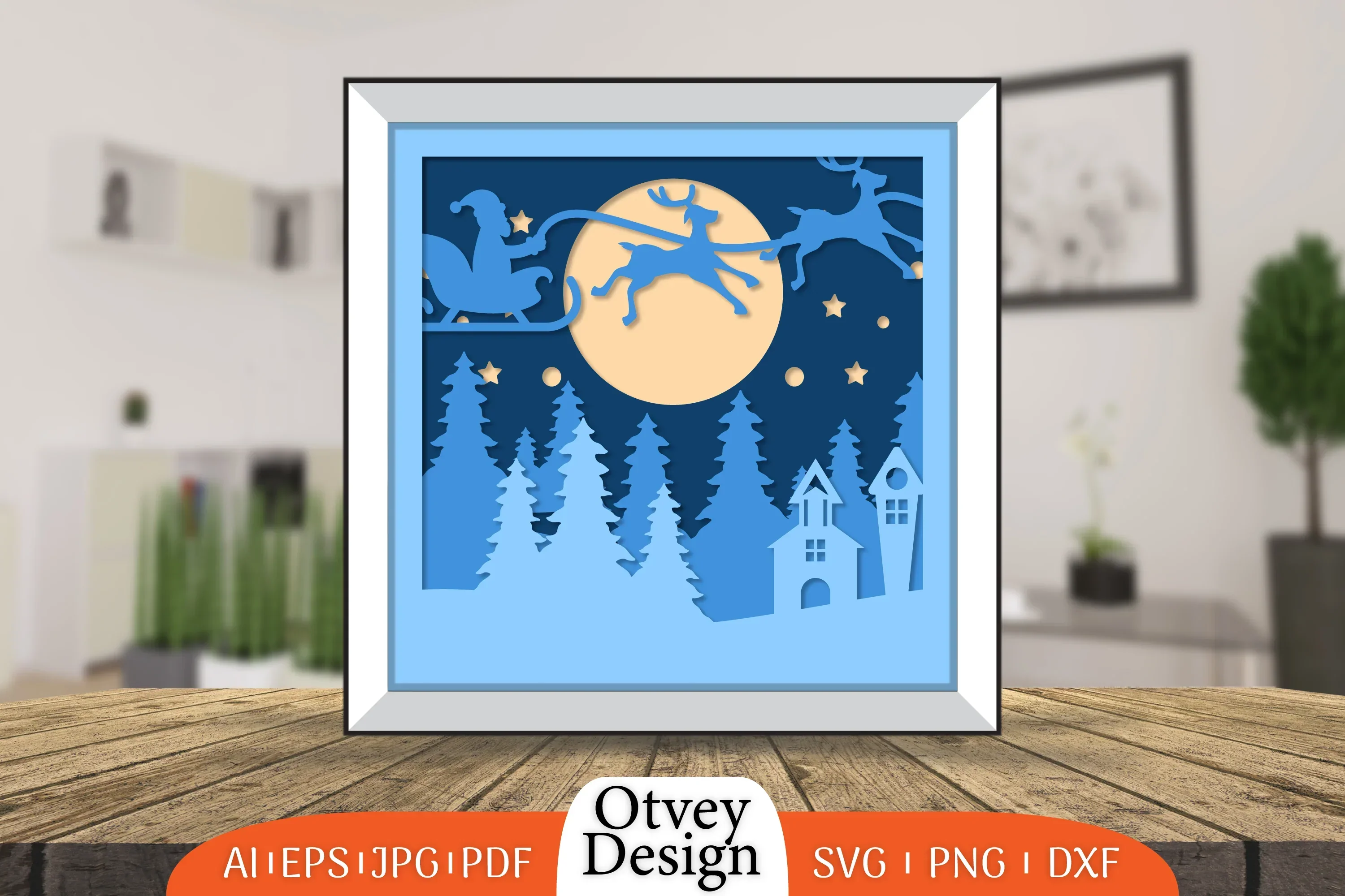 Christmas Santa Sleigh 3D Shadowbox SVG Bundle