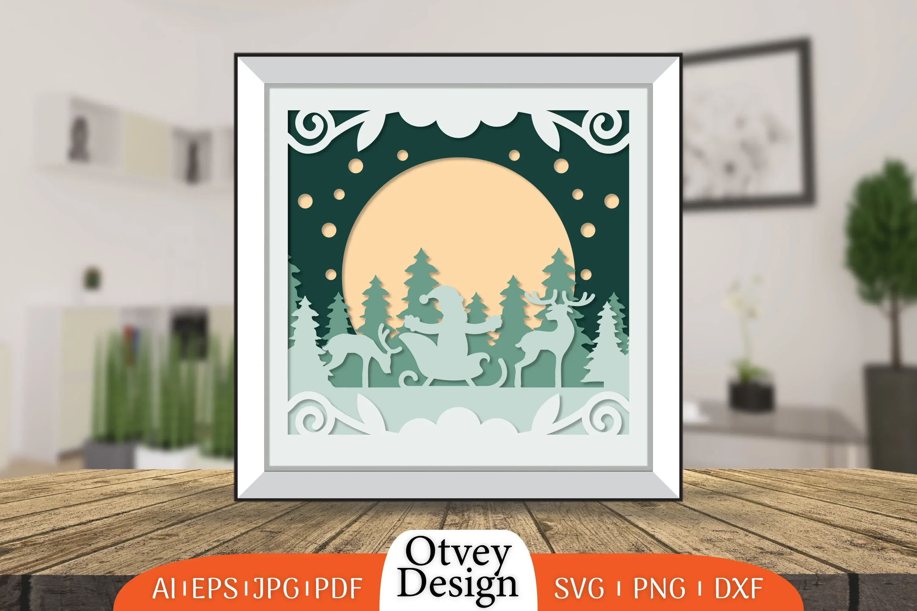 Christmas Santa Sleigh 3D Shadowbox SVG Bundle