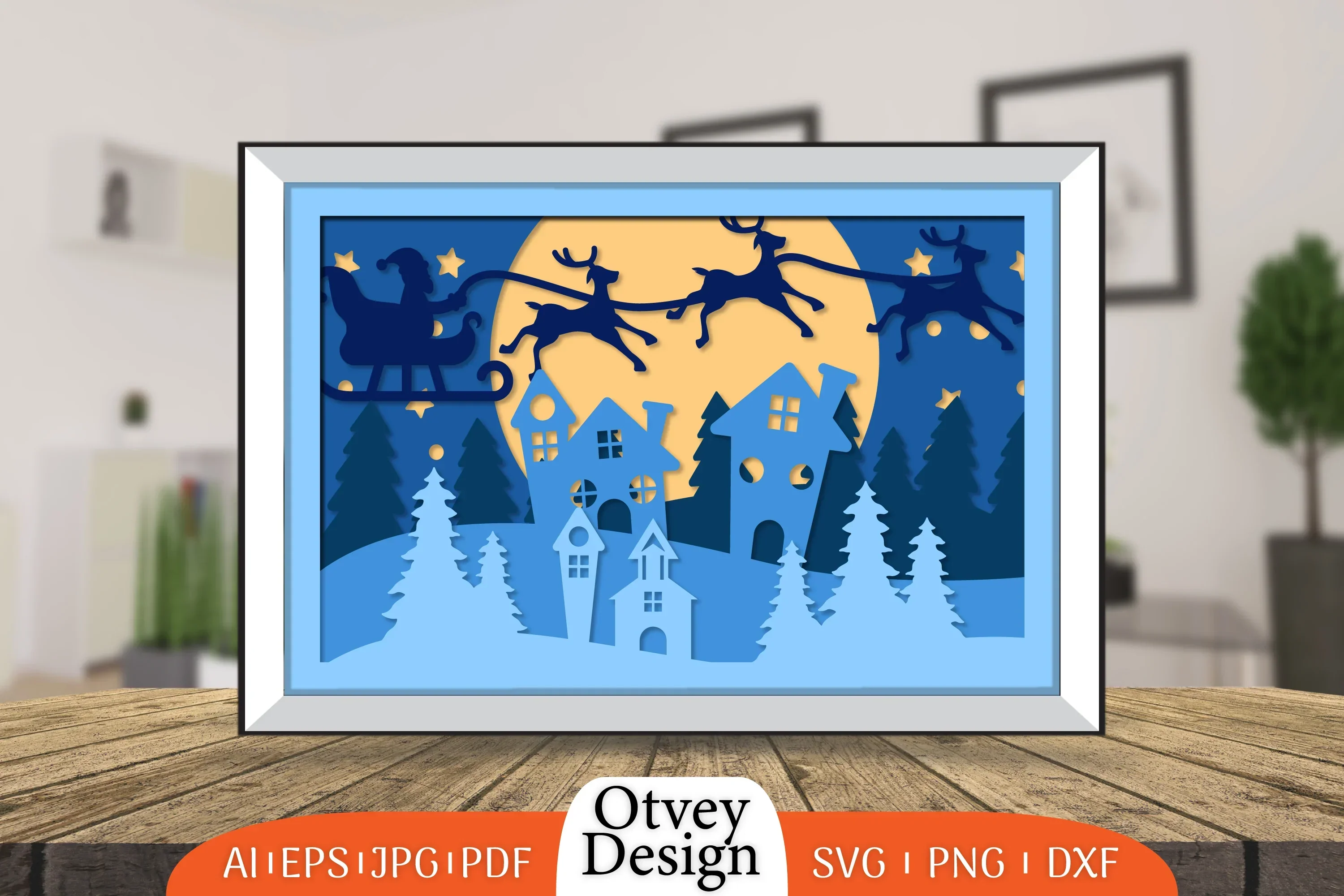 Christmas Santa Sleigh 3D Shadowbox SVG Bundle