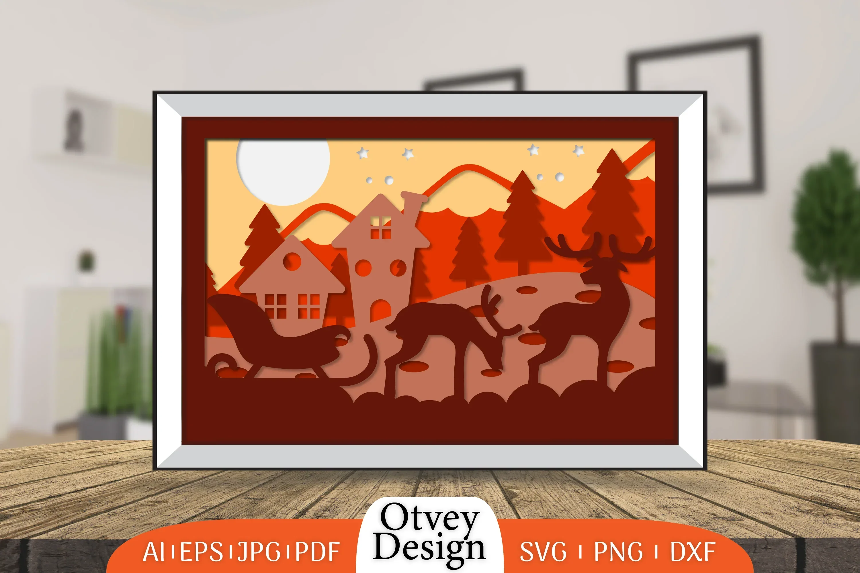 Christmas Santa Sleigh 3D Shadowbox SVG Bundle