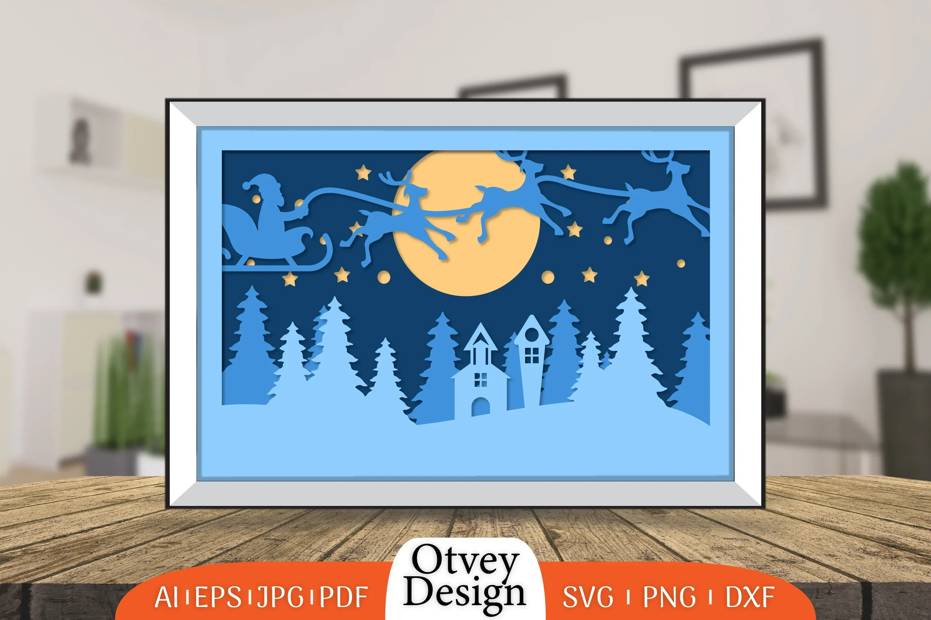 Christmas Santa Sleigh 3D Shadowbox SVG Bundle