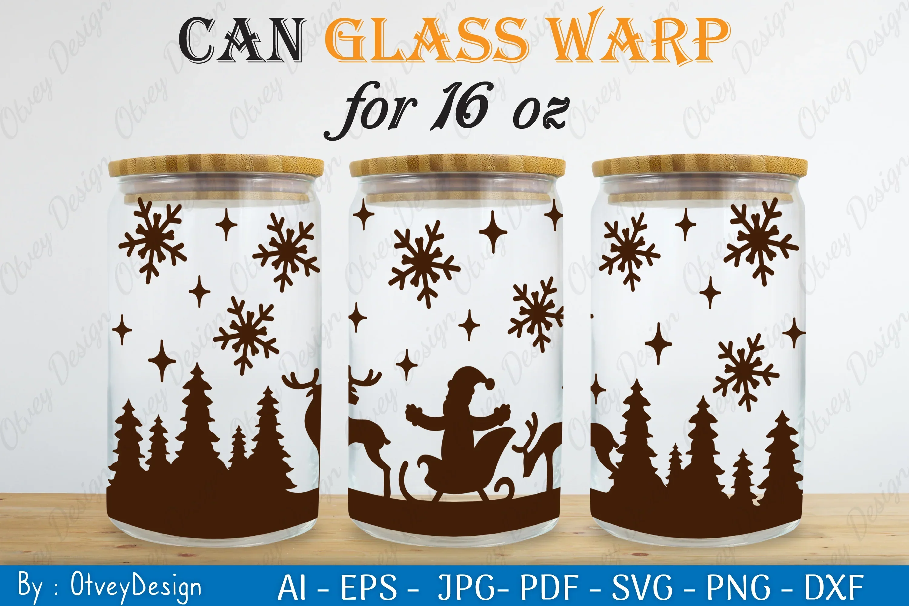 Christmas Santa Sleigh Can Glass 16 OZ SVG Bundle - Image 2