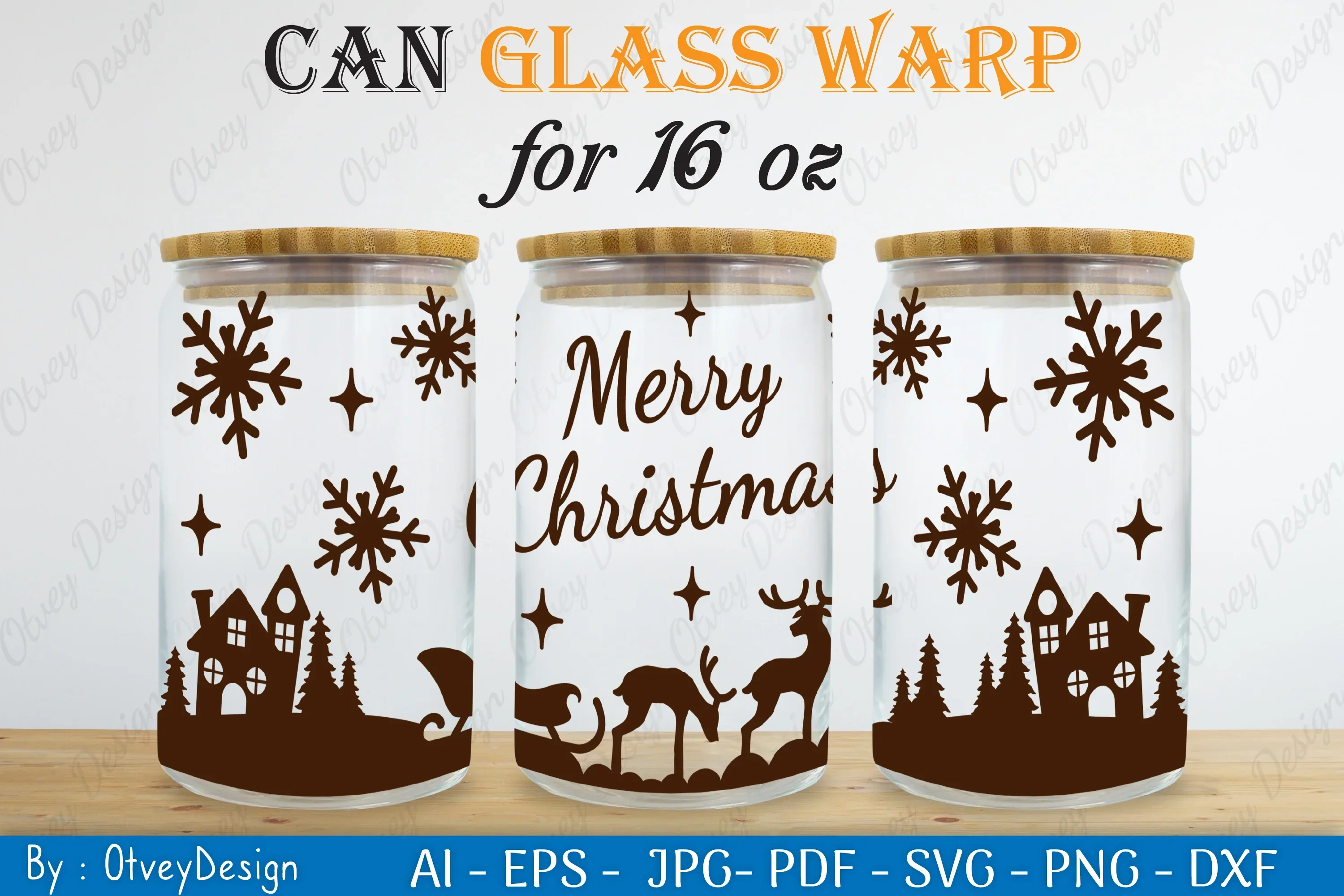 Christmas Santa Sleigh Can Glass 16 OZ SVG Bundle - Image 2