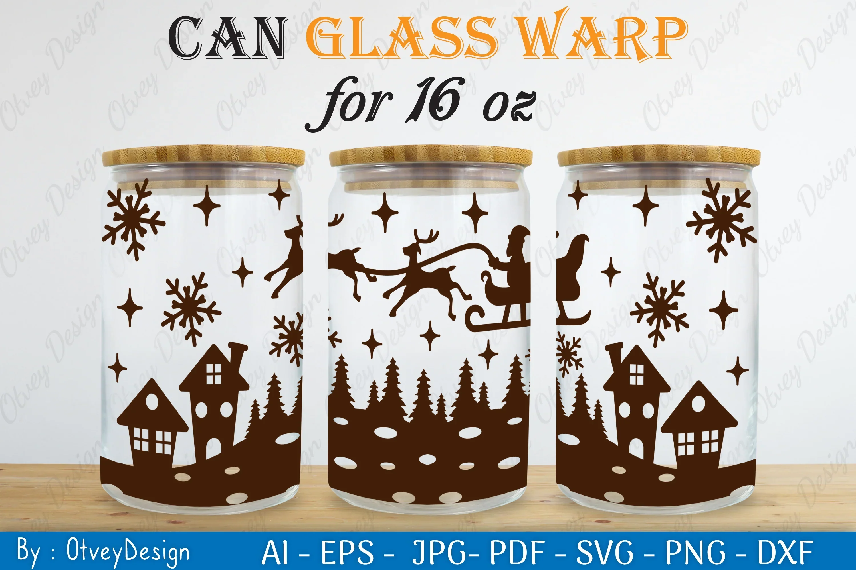 Christmas Santa Sleigh Can Glass 16 OZ SVG Bundle - Image 2
