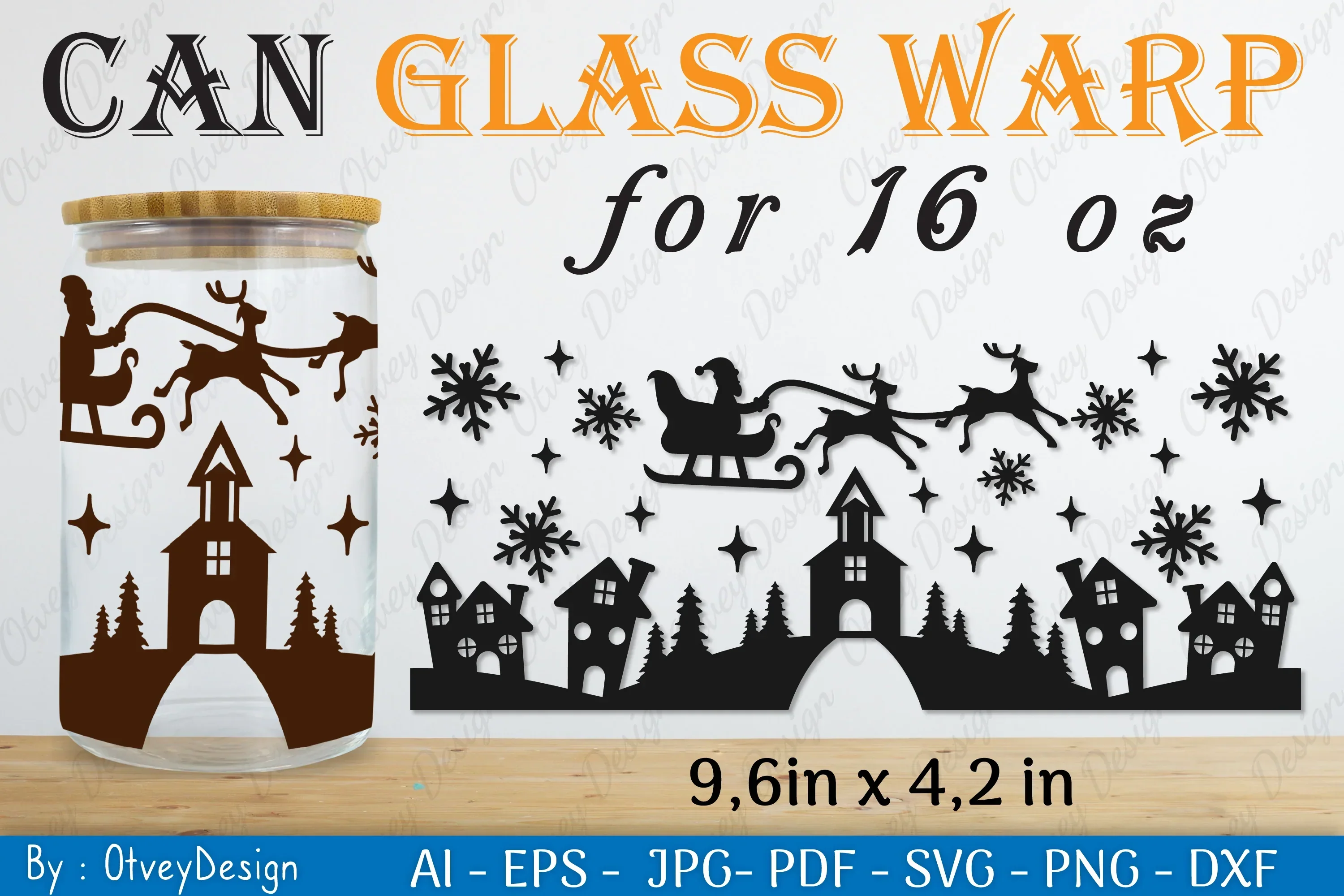Christmas Santa Sleigh Can Glass 16 OZ SVG Bundle