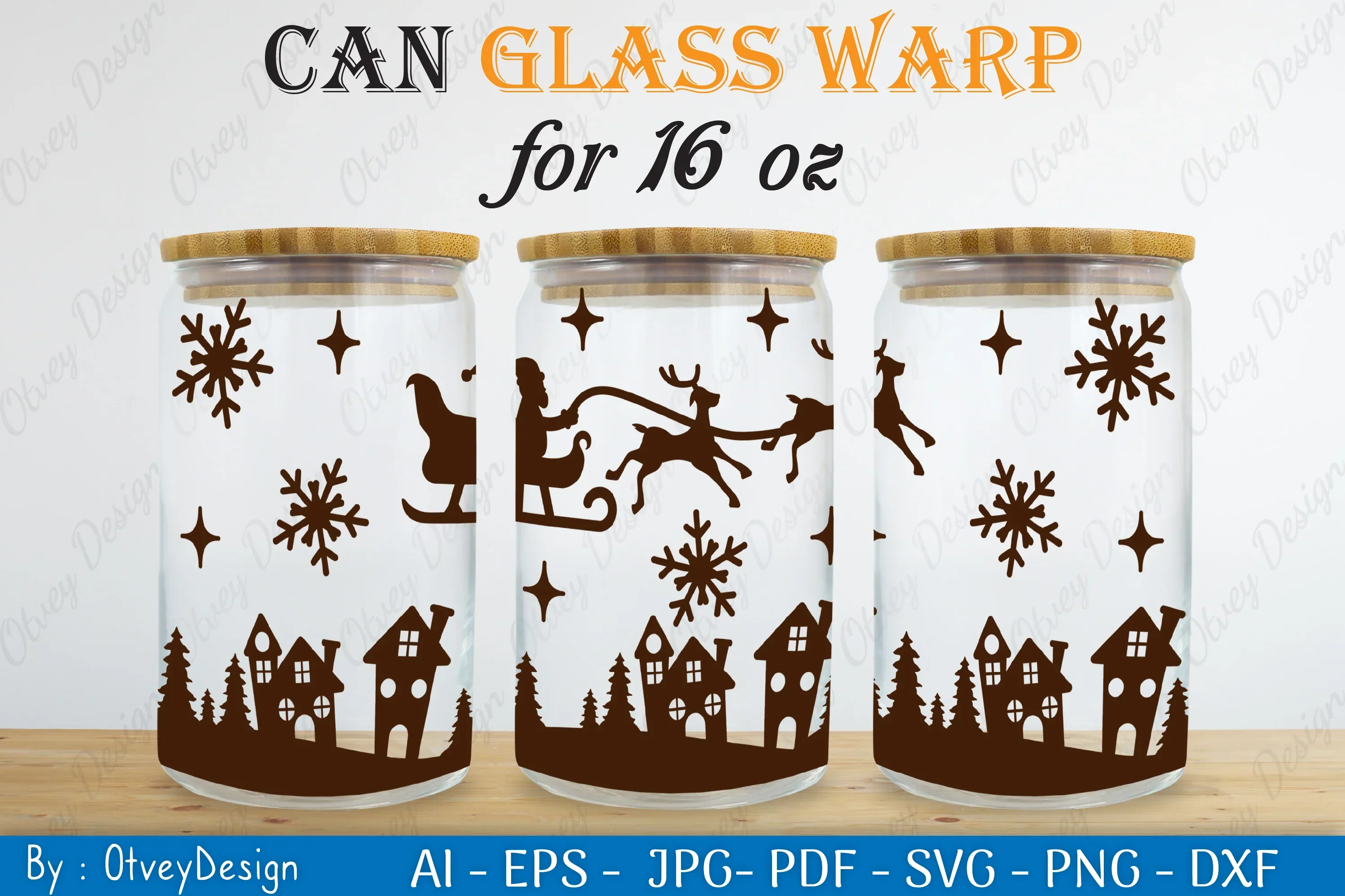 Christmas Santa Sleigh Can Glass SVG Bundle - Image 2