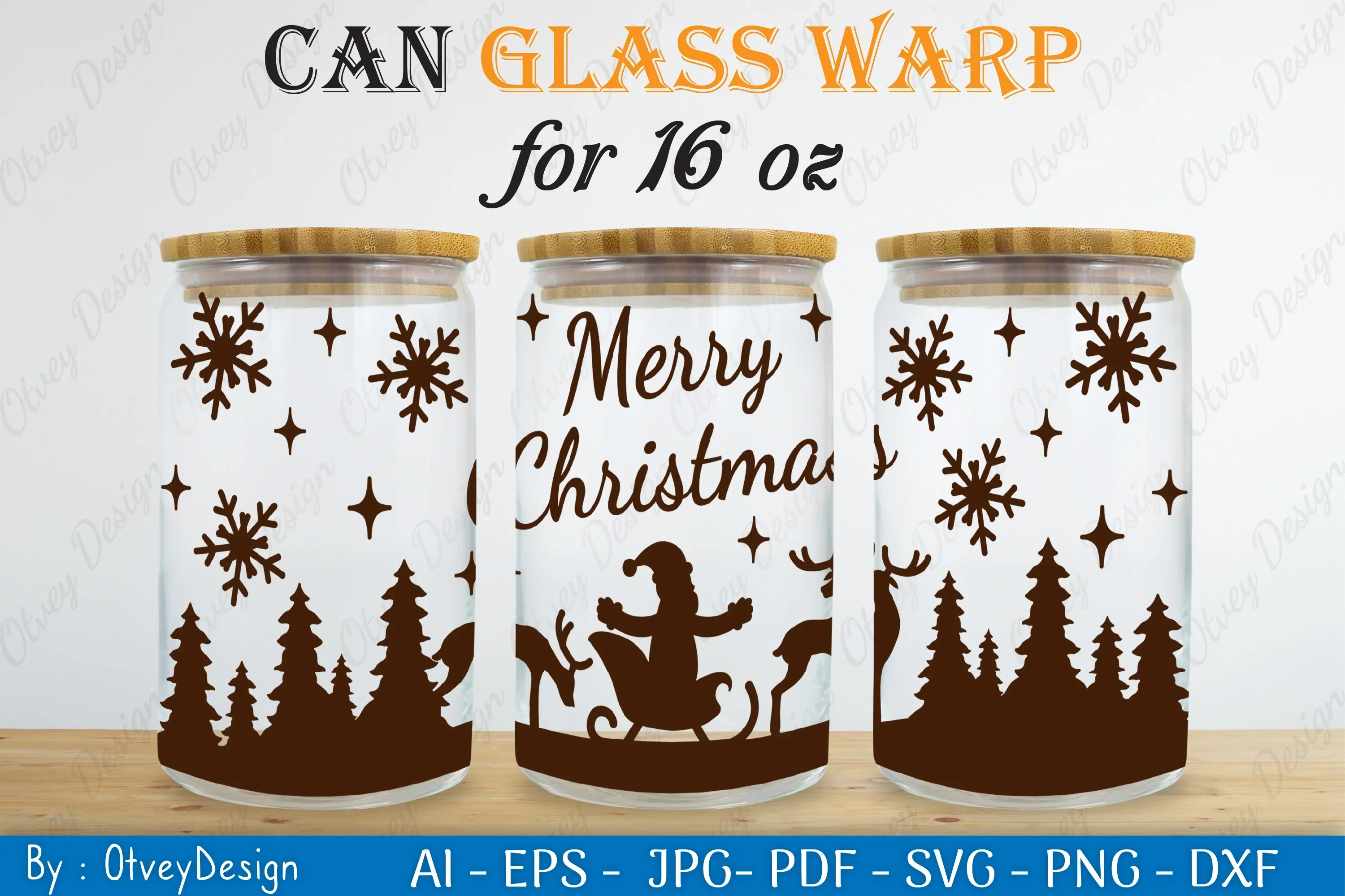 Christmas Santa Sleigh Can Glass SVG Bundle - Image 2