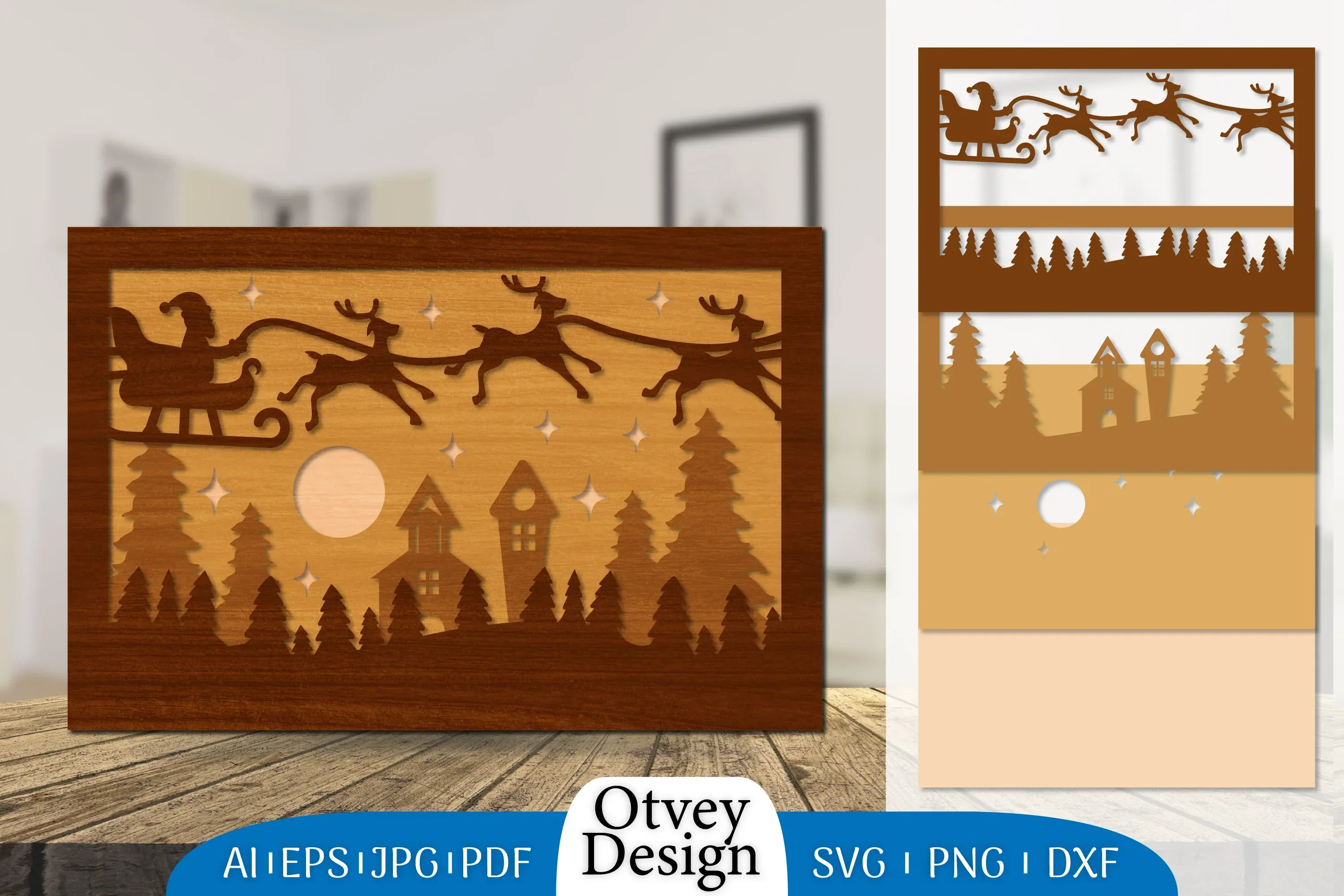 Christmas Santa Sleigh Lasercut SVG Bundle