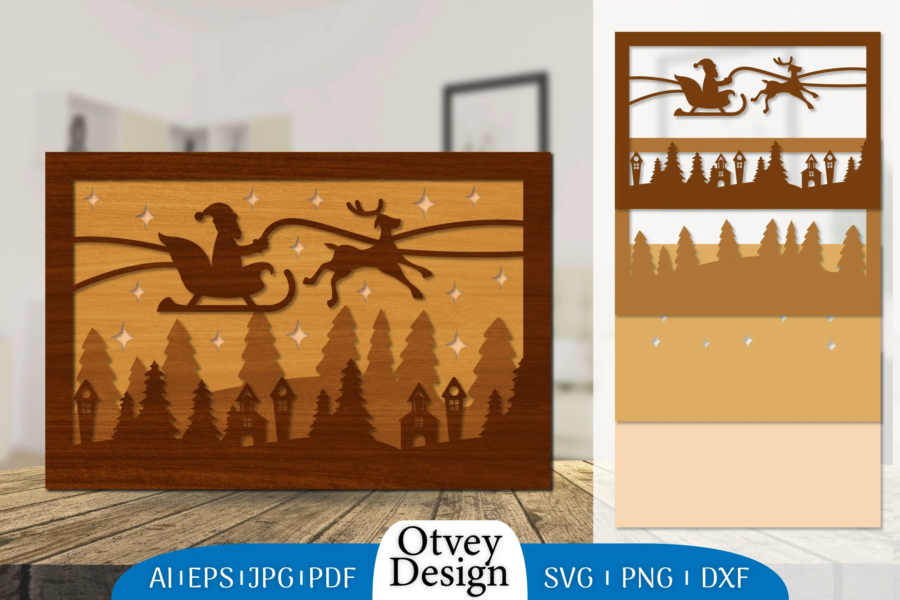 Christmas Santa Sleigh Lasercut SVG Bundle