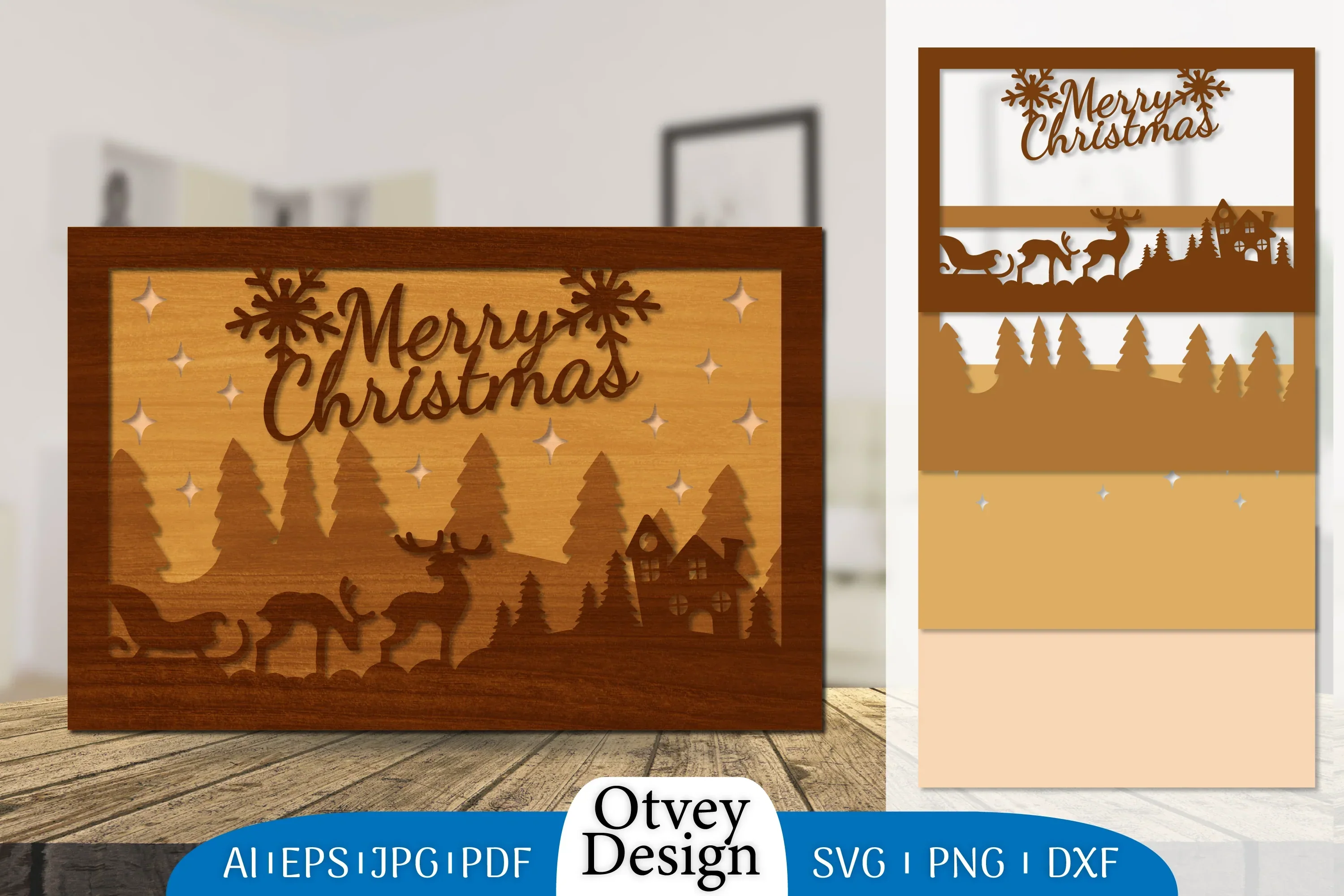 Christmas Santa Sleigh Lasercut SVG Bundle