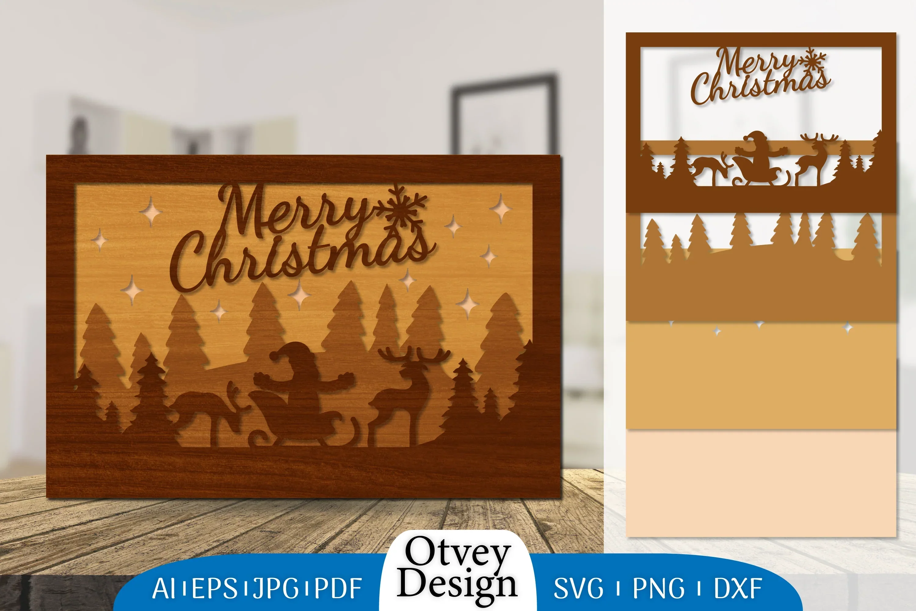 Christmas Santa Sleigh Lasercut SVG Bundle