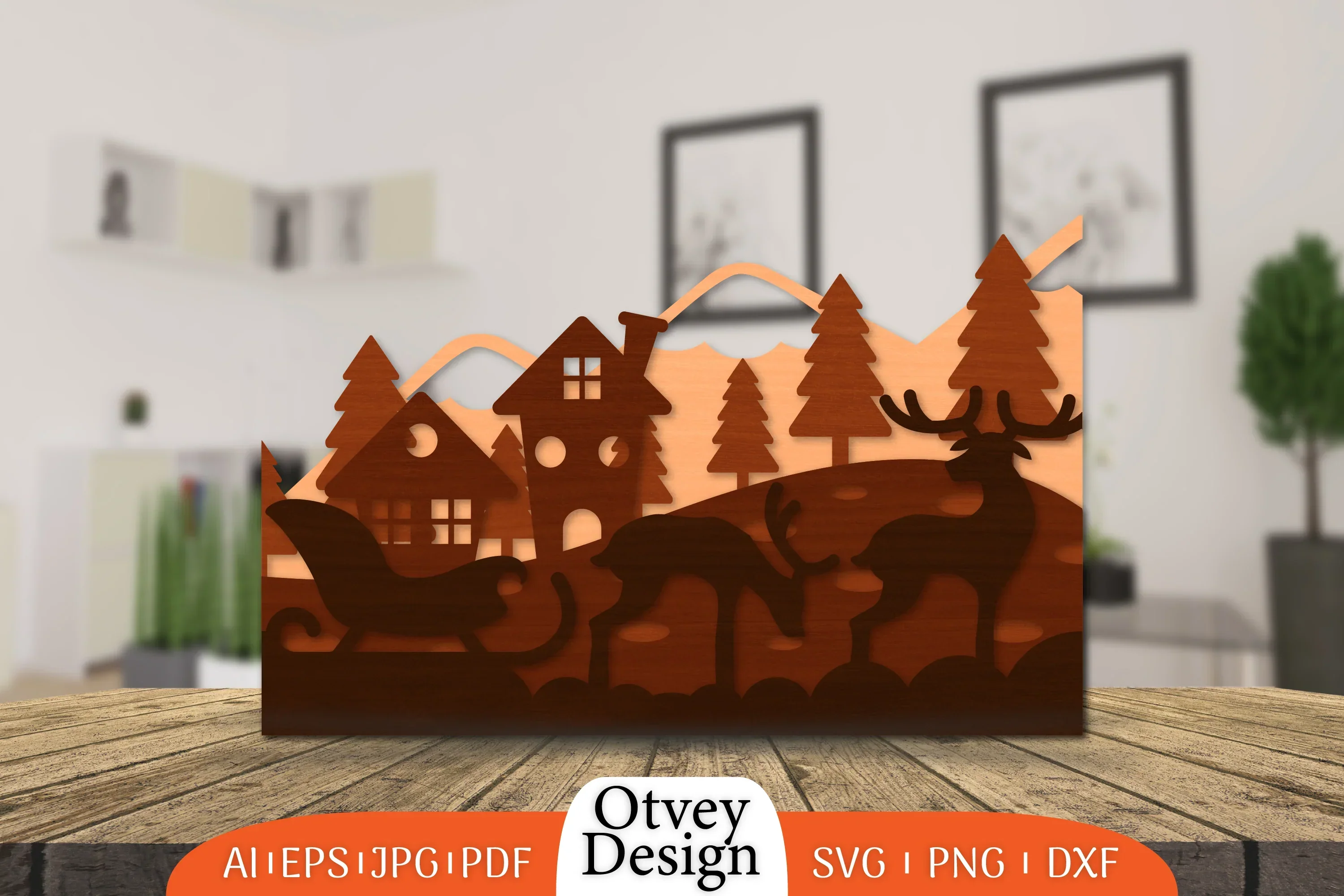 Christmas Santa Sleigh Layered Lasercut SVG Bundle