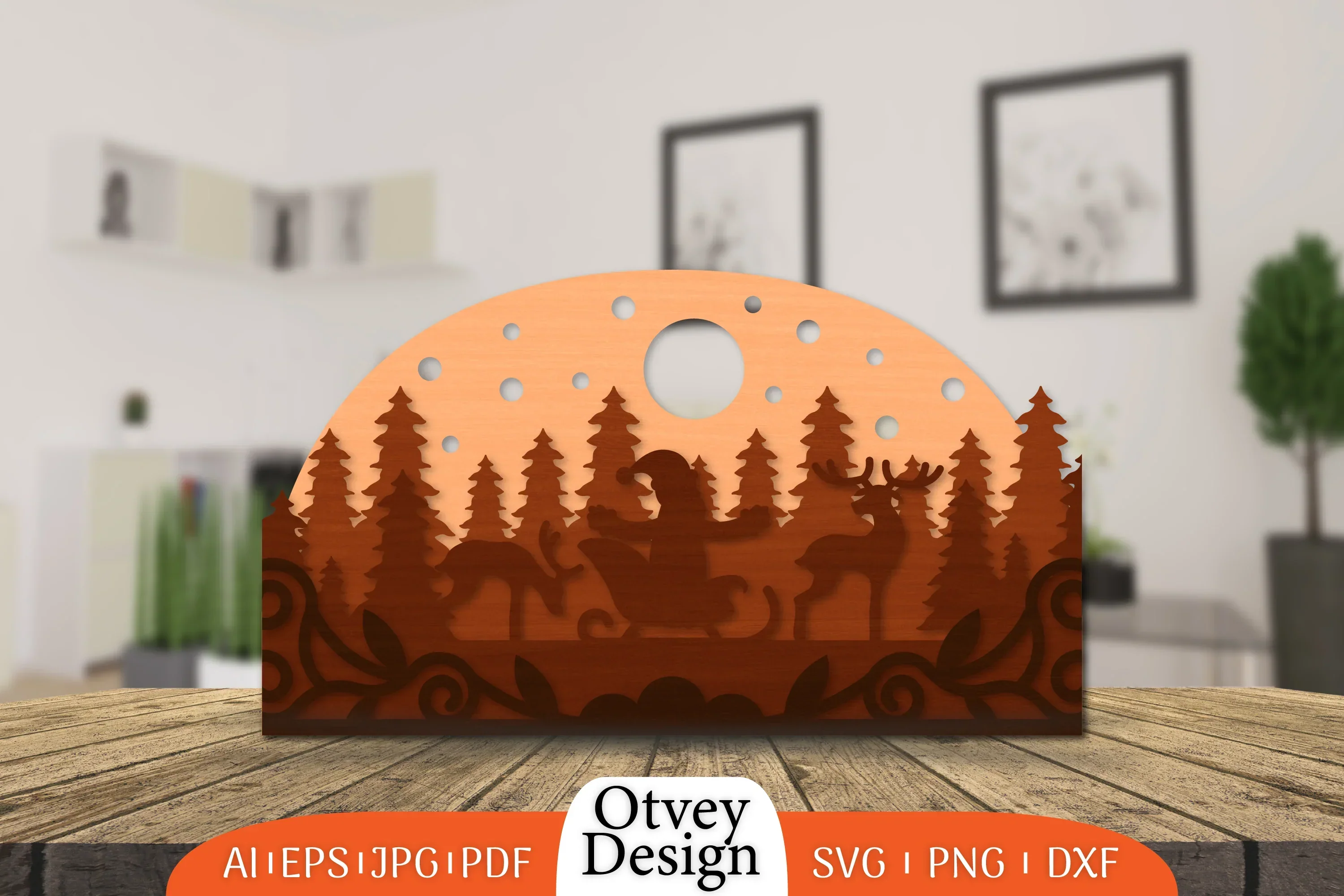 Christmas Santa Sleigh Layered Lasercut SVG Bundle