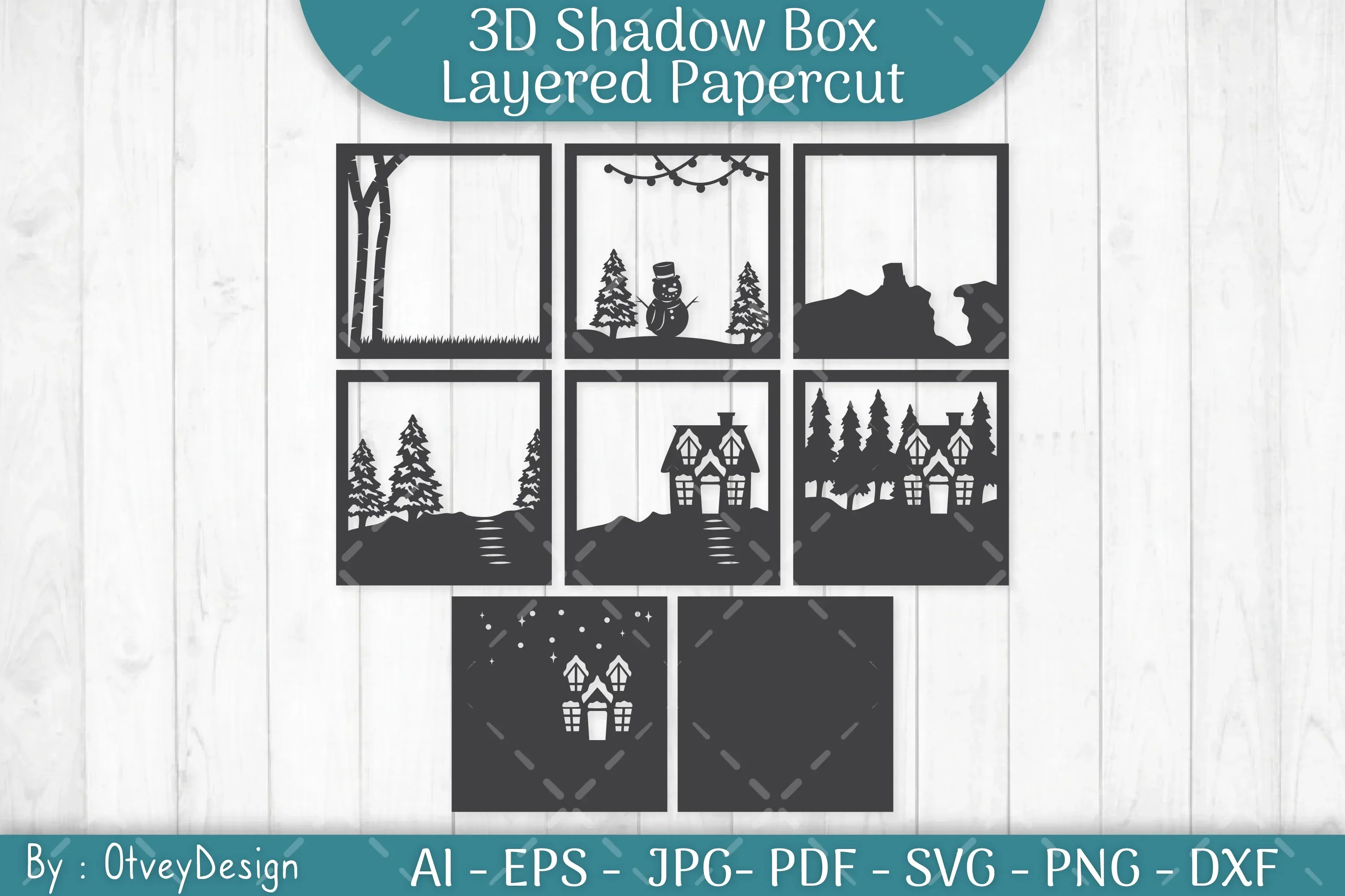 Christmas Scene 3D Shadow Box SVG Bundle - Image 2
