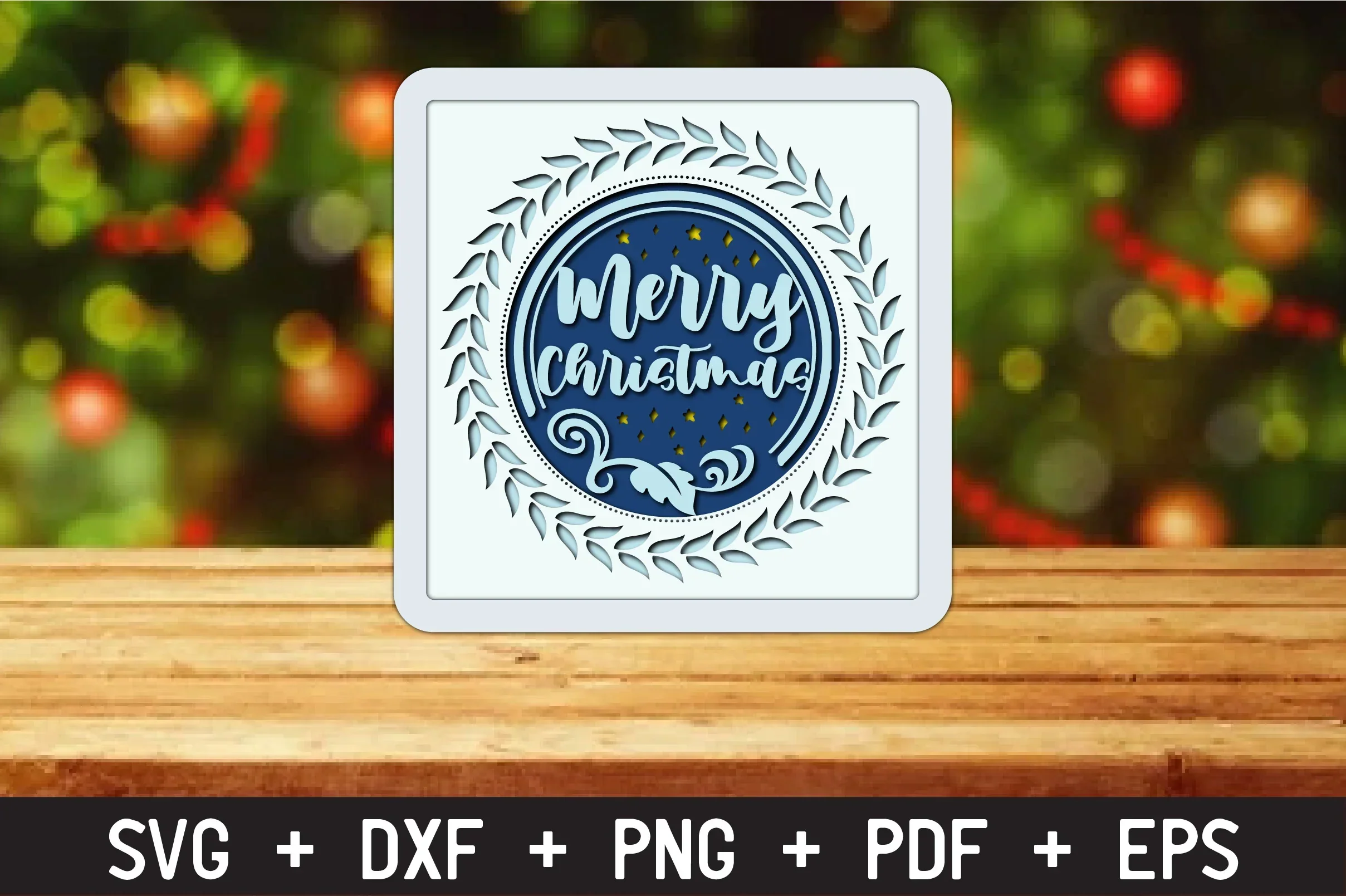 Christmas Shadow Box 6X6 Template 3D Layered Christmas Card Bundle - Image 3