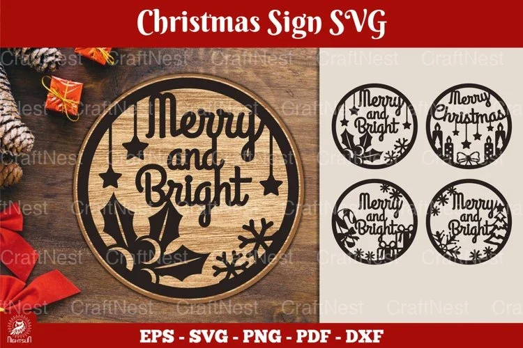 Christmas Sign SVG Sticker Clipart Bundle