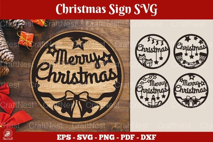 Christmas Sign SVG Sticker Clipart Bundle