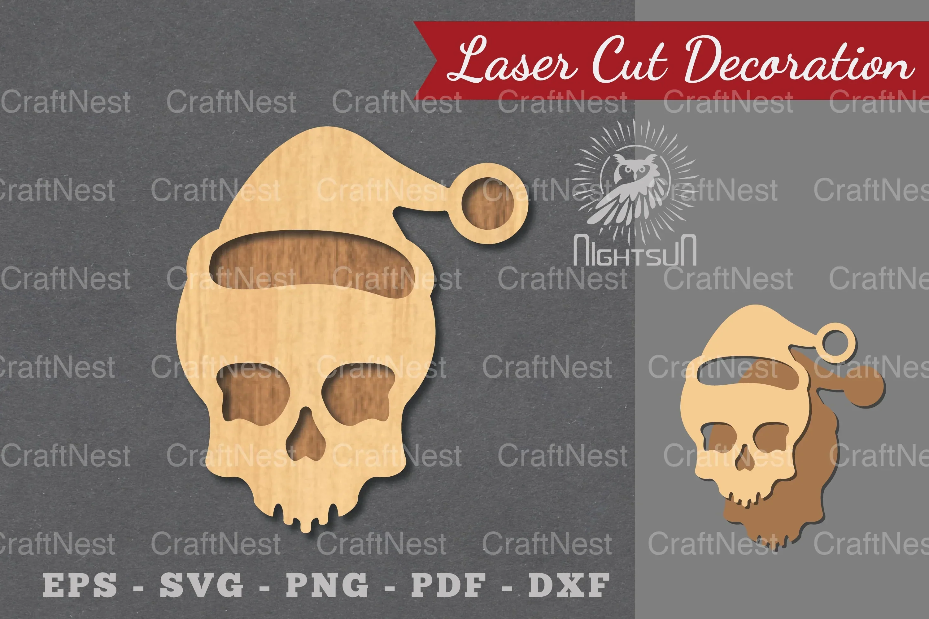 Christmas Skull Laser Cut Decoration Clipart Bundle