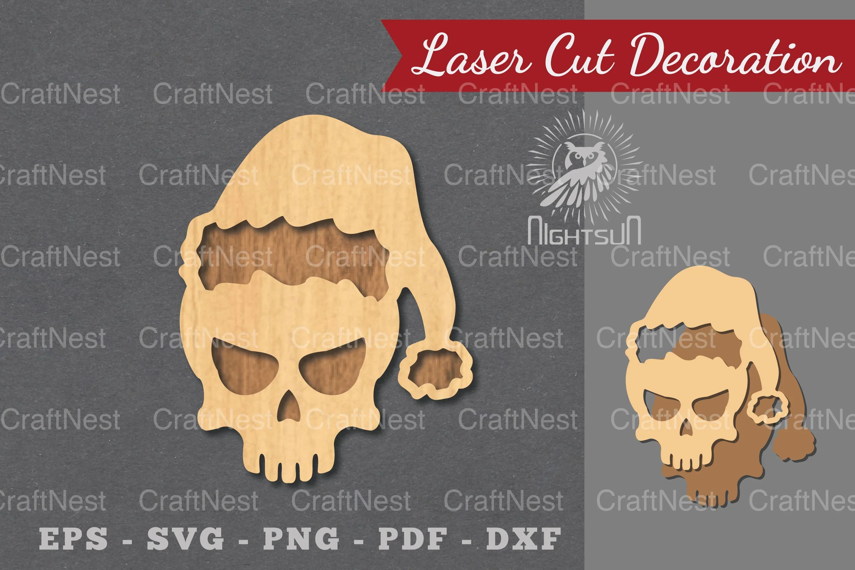 Christmas Skull Laser Cut Decoration Clipart Bundle