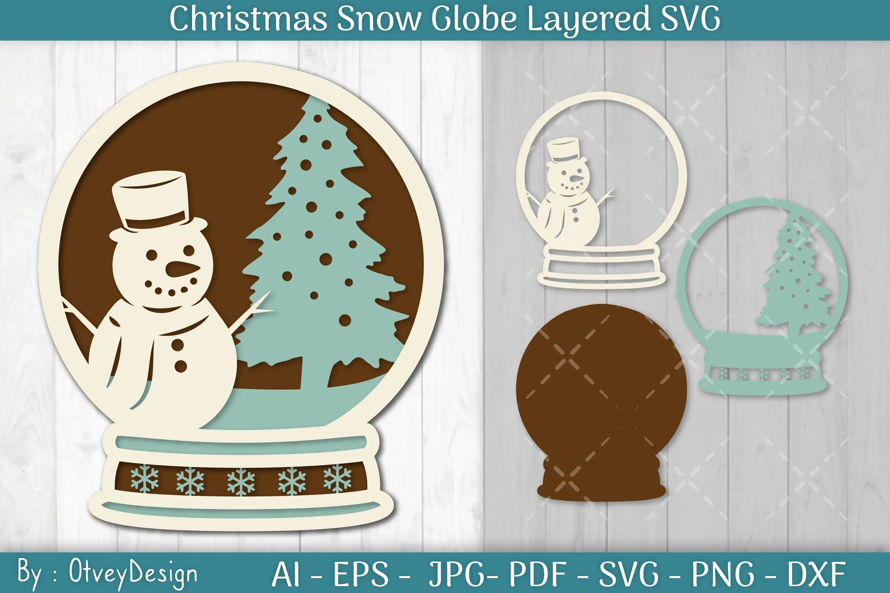 Christmas Snow Globe Layered SVG Bundle