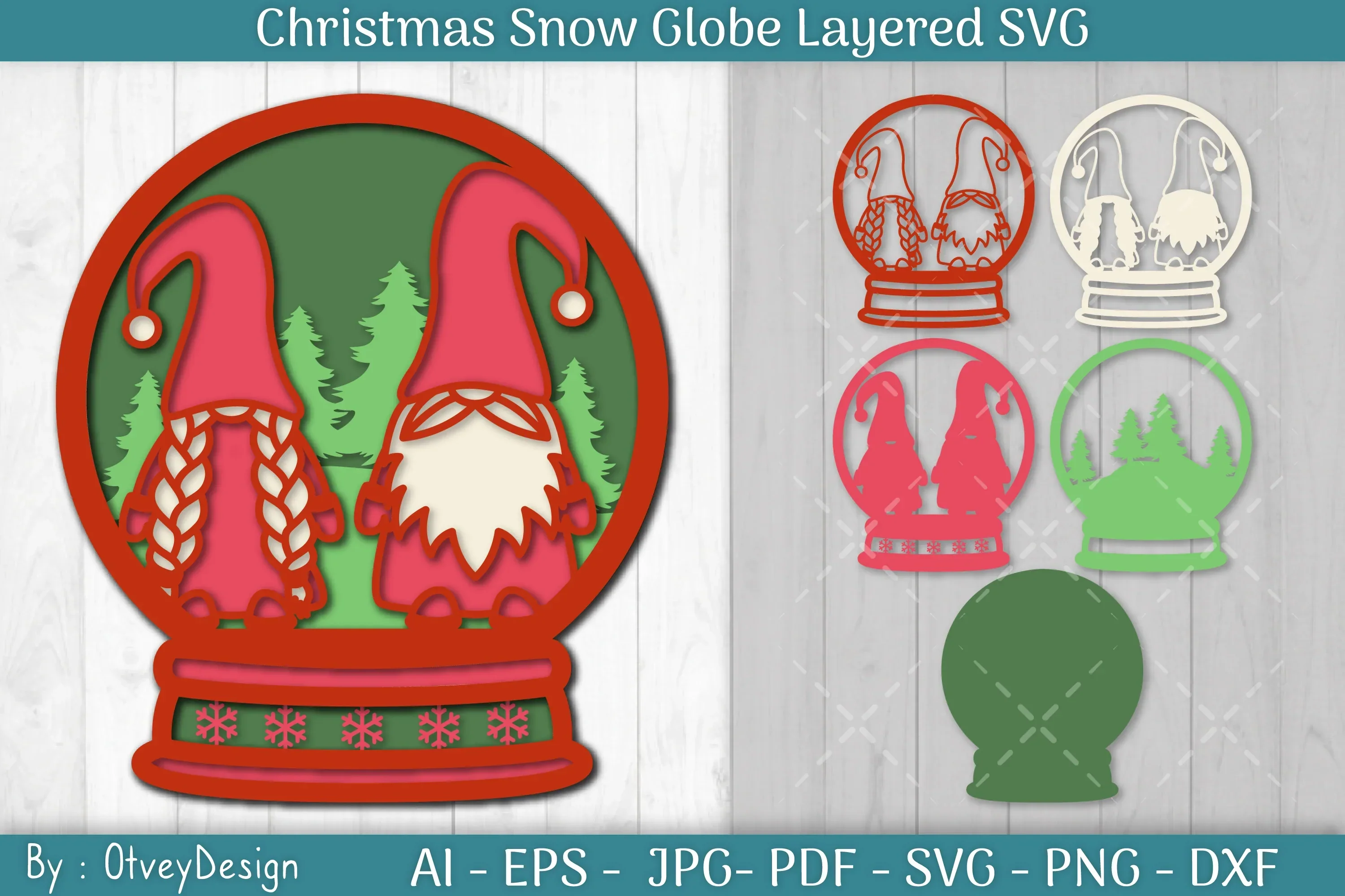 Christmas Snow Globe Layered SVG Bundle