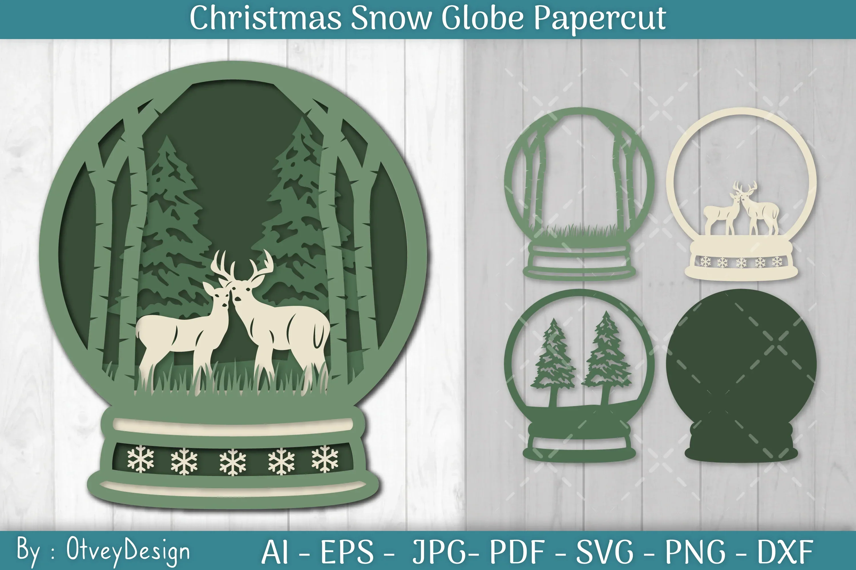 Christmas Snow Globe Papercut SVG Bundle