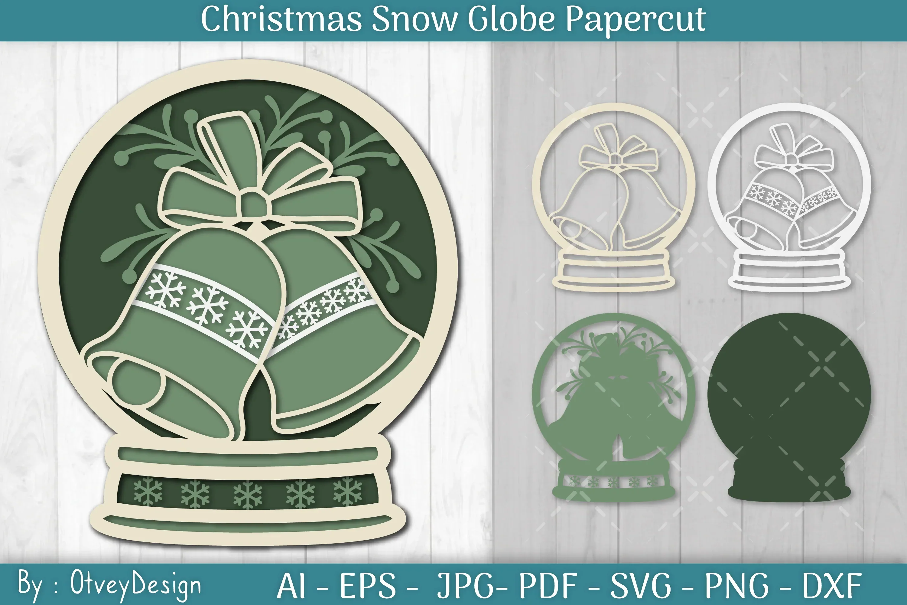 Christmas Snow Globe Papercut SVG Bundle