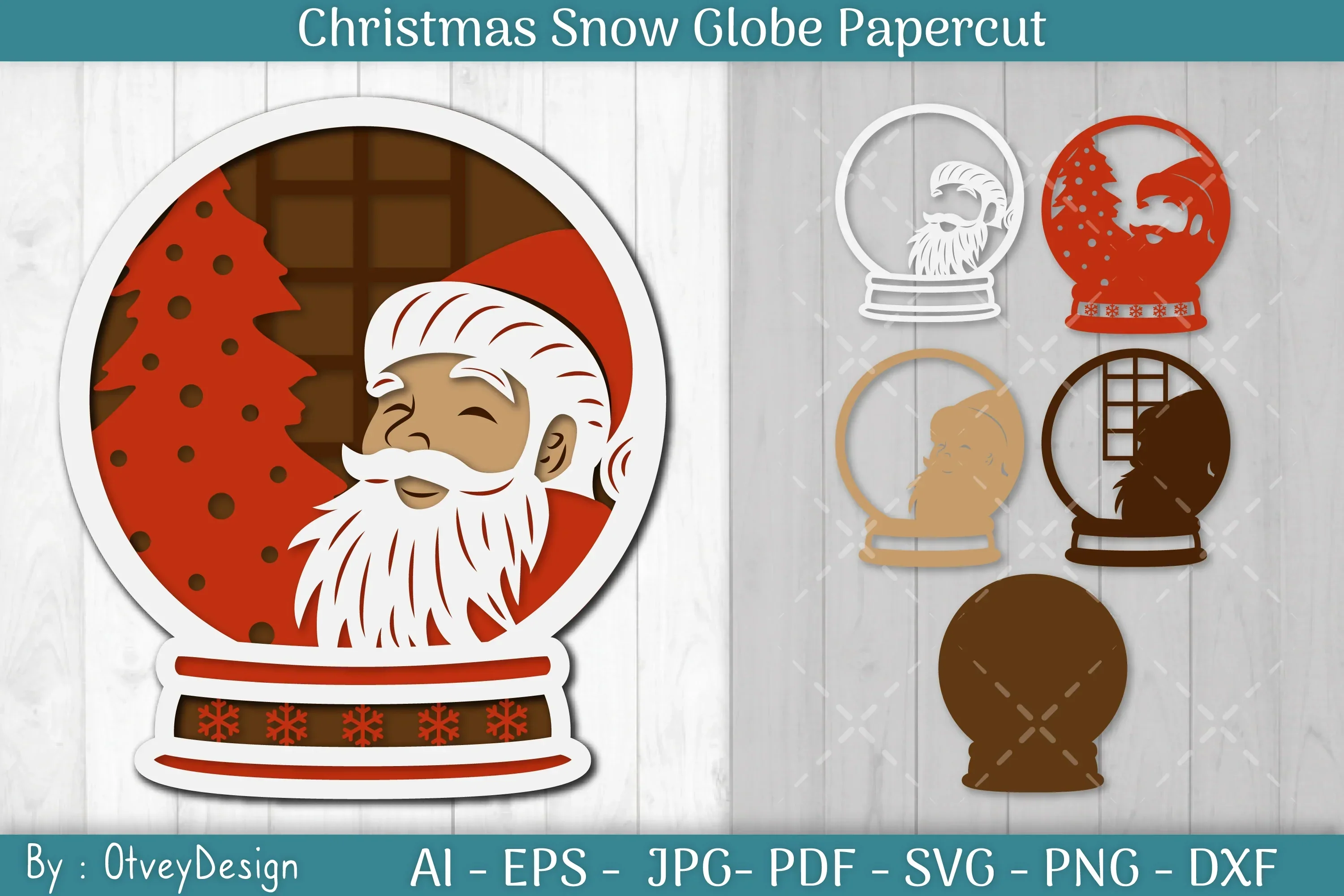 Christmas Snow Globe Papercut SVG Bundle