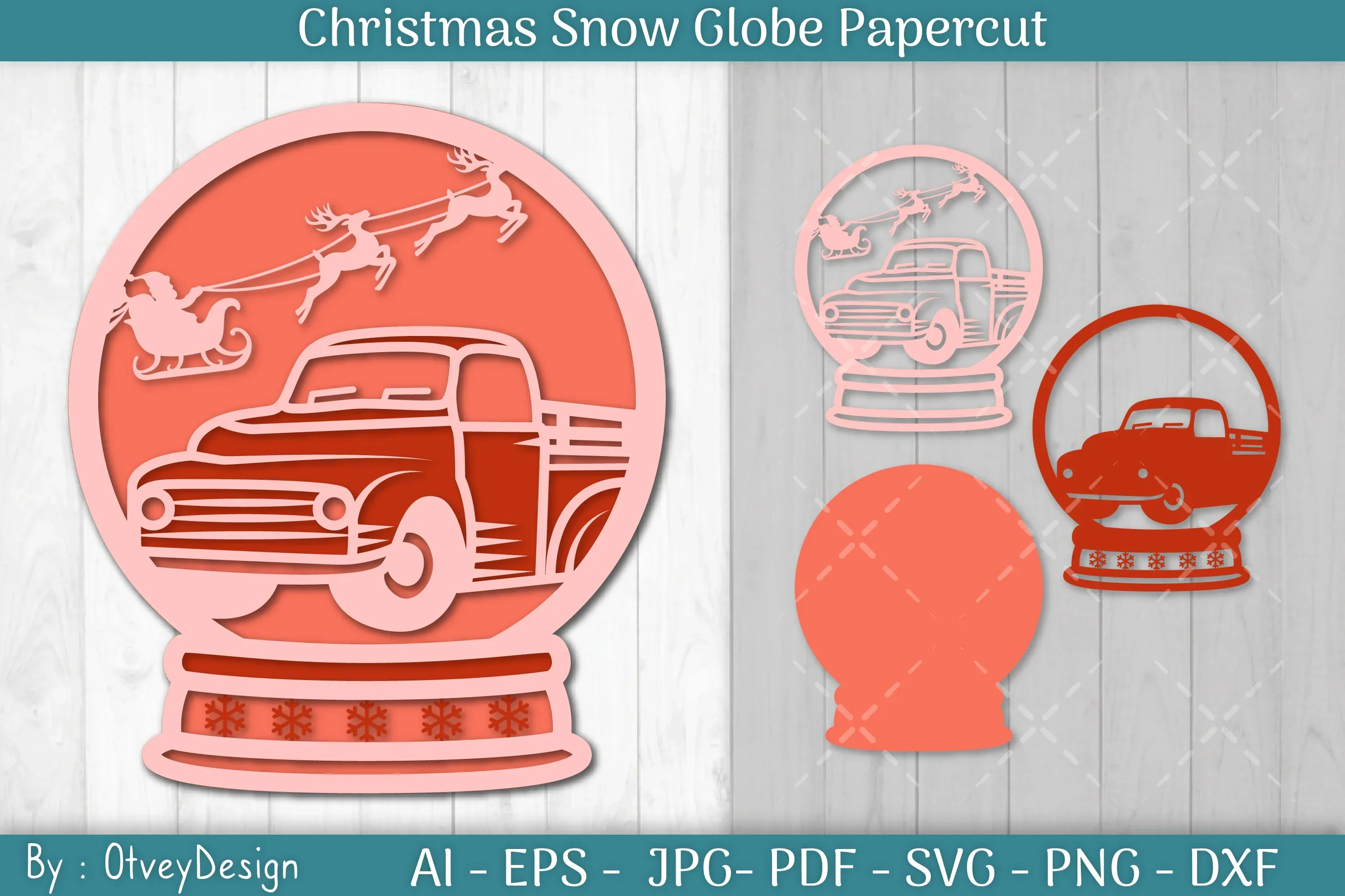 Christmas Snow Globe Papercut SVG Bundle