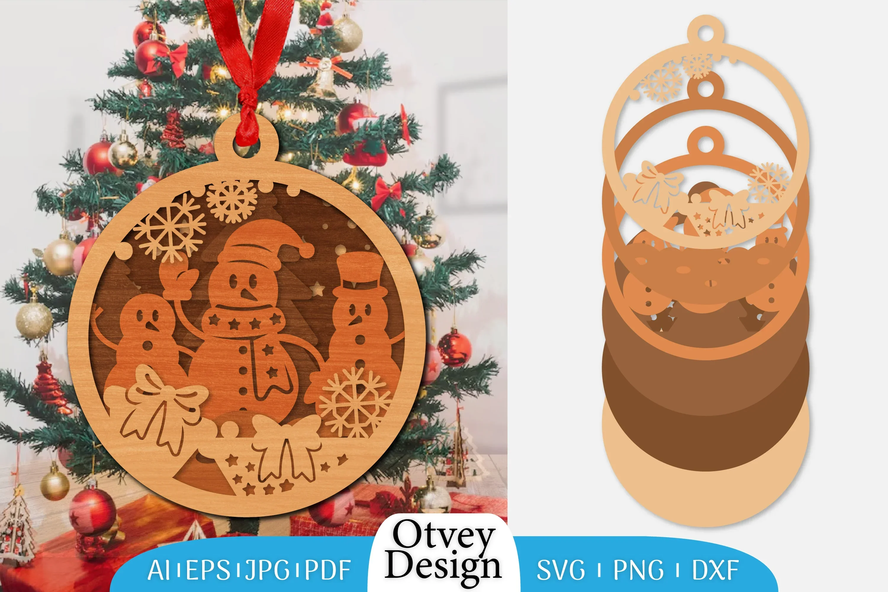 Christmas Snowman Ornament SVG Bundle