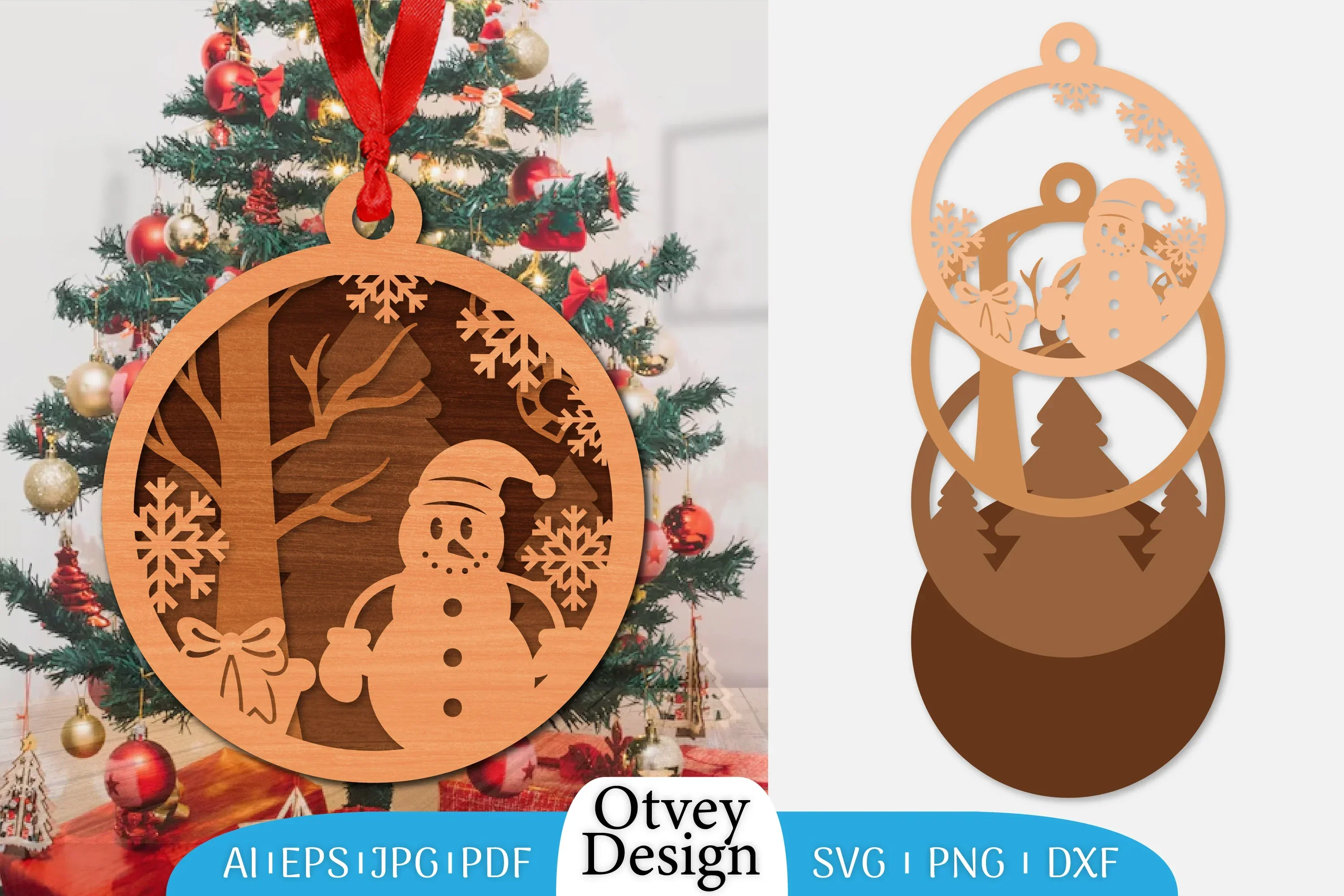 Christmas Snowman Ornament SVG Bundle
