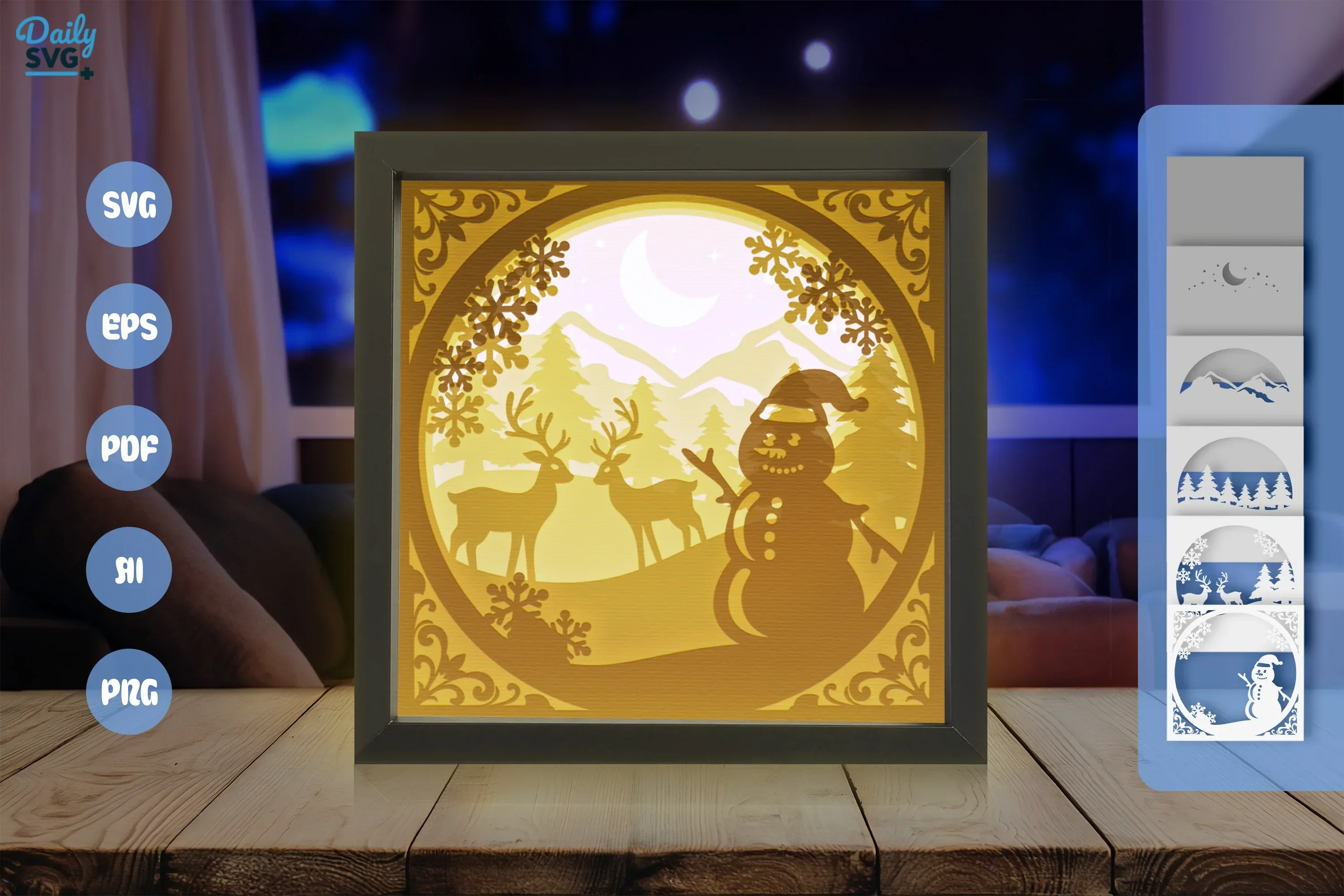 Christmas Snowman Winter Papercut SVG Bundle - Image 3