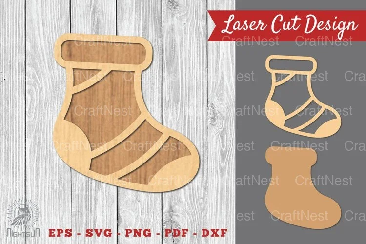 Christmas Sock Laser Cut Decoration Clipart Bundle