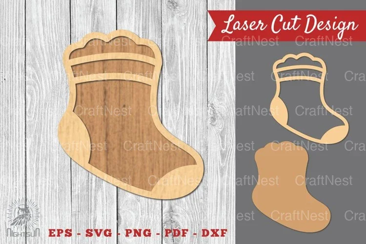 Christmas Sock Laser Cut Decoration Clipart Bundle