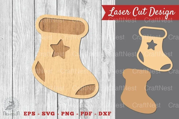 Christmas Sock Laser Cut Decoration Clipart Bundle